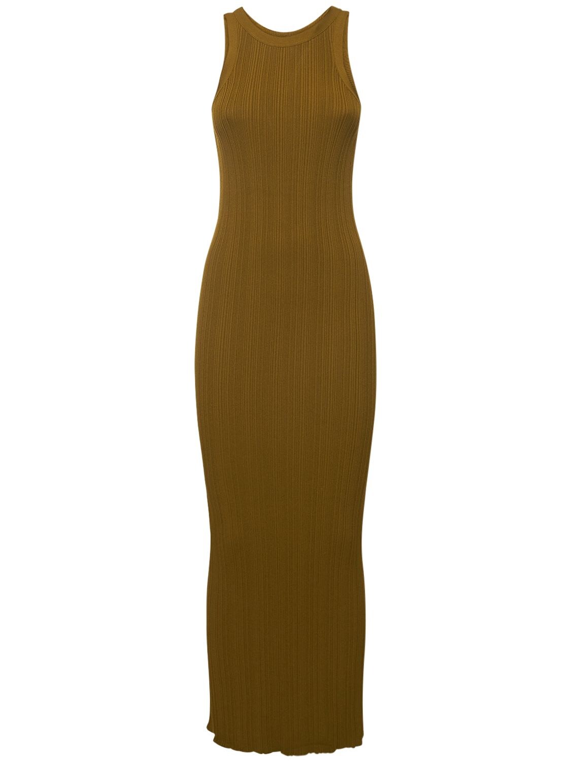 TOTÊME SEAMLESS RIBBED VISCOSE BLEND MIDI DRESS