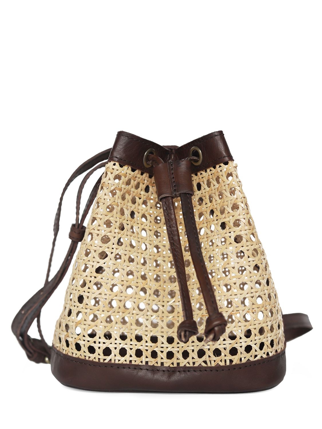 Bembien Mini Benna Rattan Bucket Bag In Chocolate Rattan | ModeSens