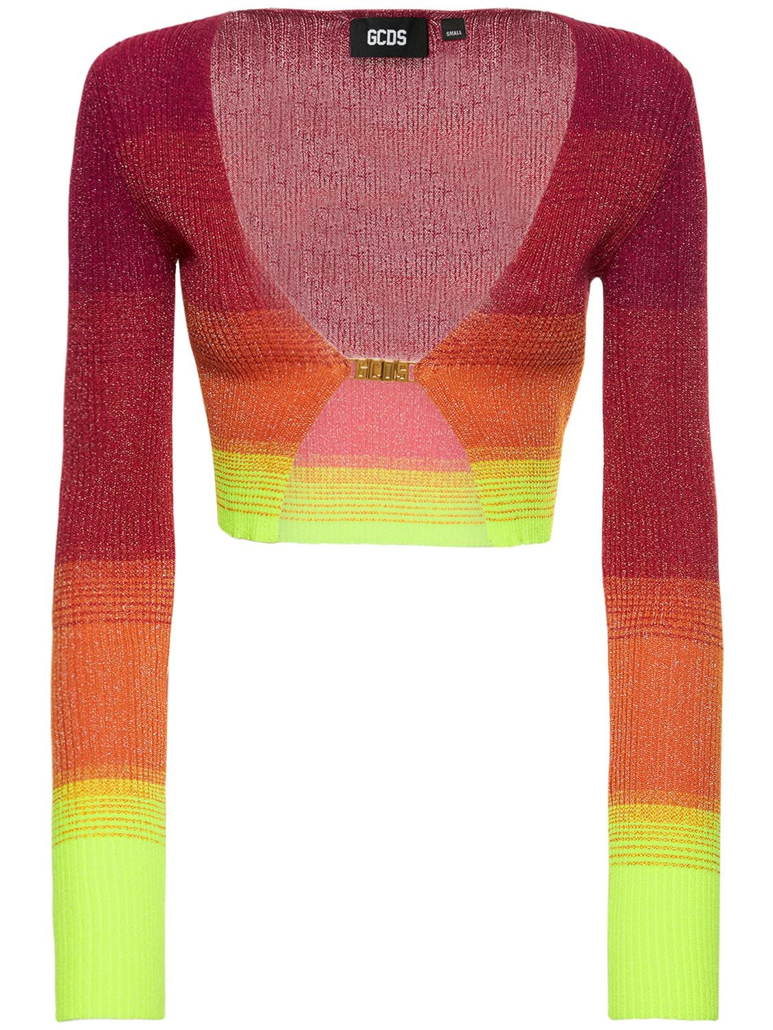 Gcds Lurex Degradé Viscose Mini Cardigan Top In Fuchsia,multi