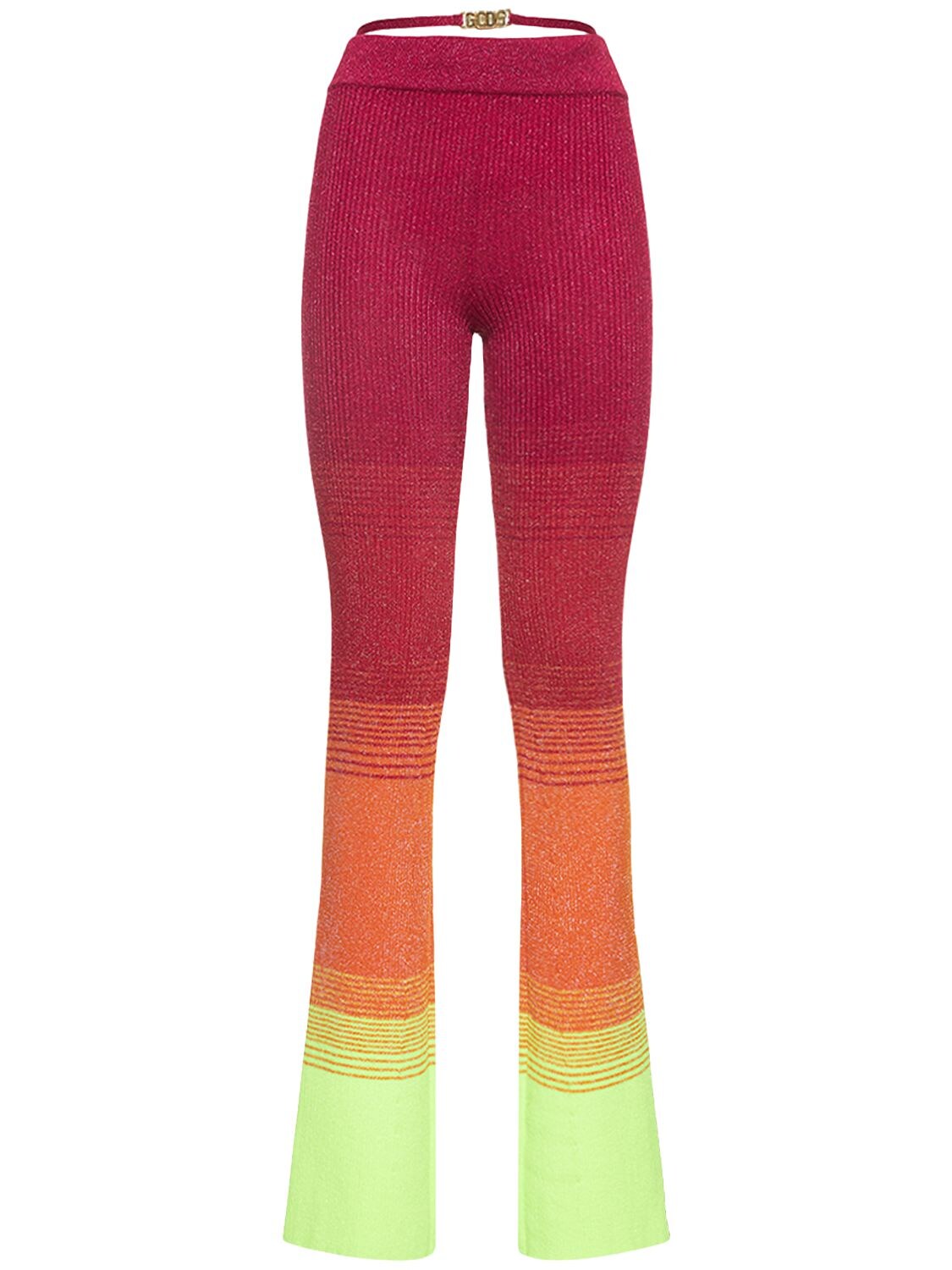Gcds Lurex Degradé Viscose Blend Knit Pants In Fuchsia,multi