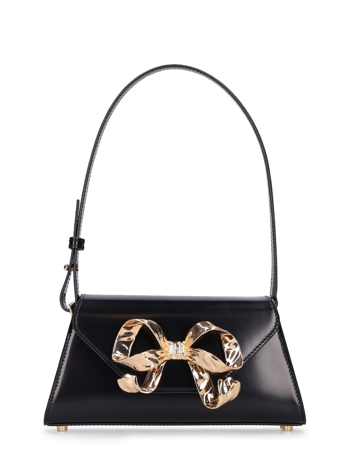 Self-portrait - Mini bow leather shoulder bag - Black | Luisaviaroma