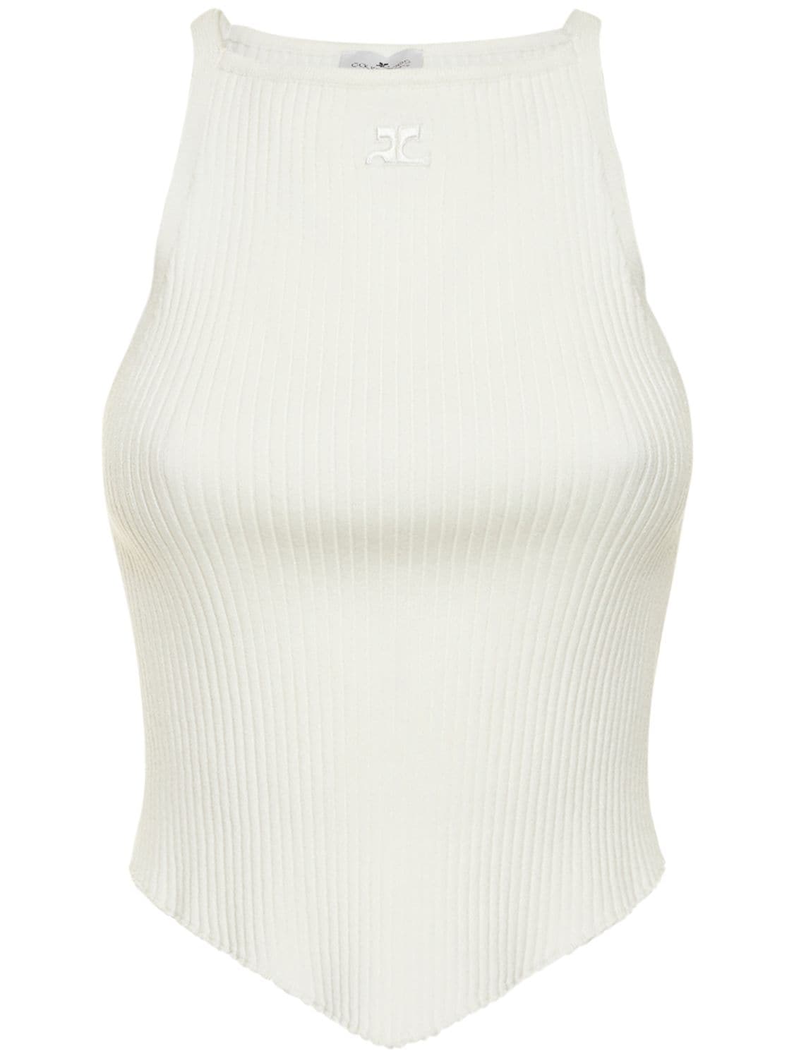 COURRÈGES POINTY VISCOSE RIB KNIT TANK TOP