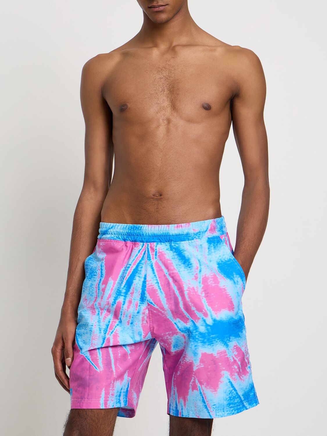 Agr Pink & Blue Pattern Swim Shorts In Pink,blue