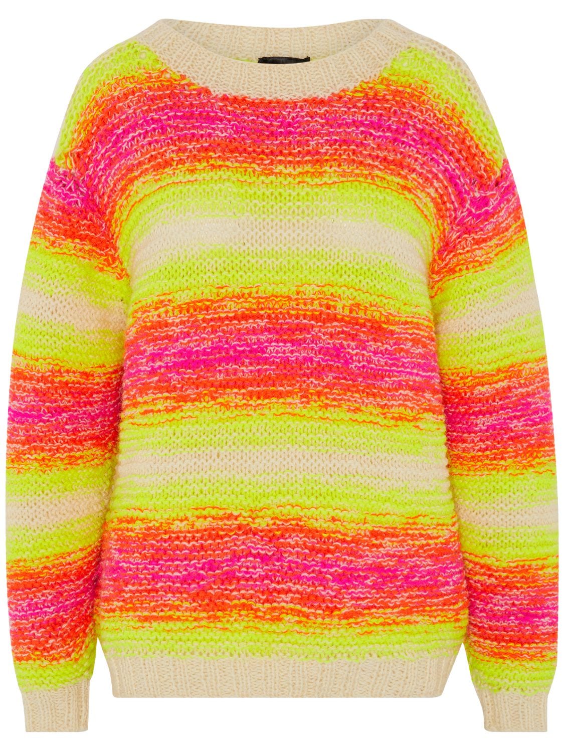 Agr Hand Knit Wool Jumper In Pink,yellow