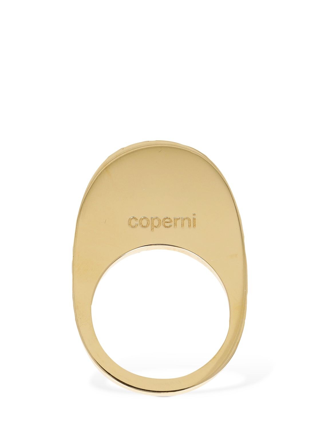 Shop Coperni Swipe Lacquered Ring In Black,gold