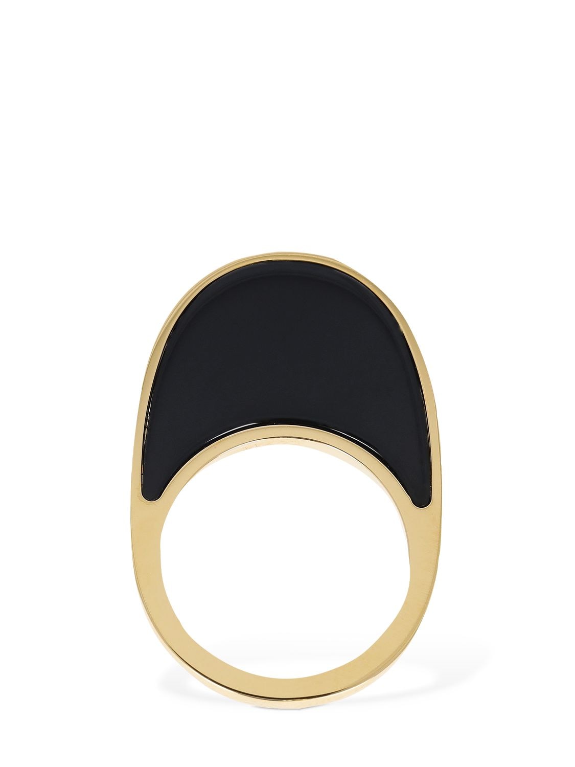 Shop Coperni Swipe Lacquered Ring In Black,gold