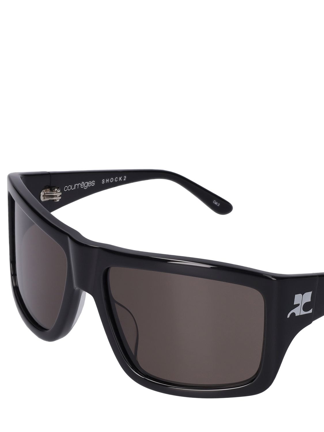 Shop Courrèges Shock 2 Squared Acetate Sunglasses In Black
