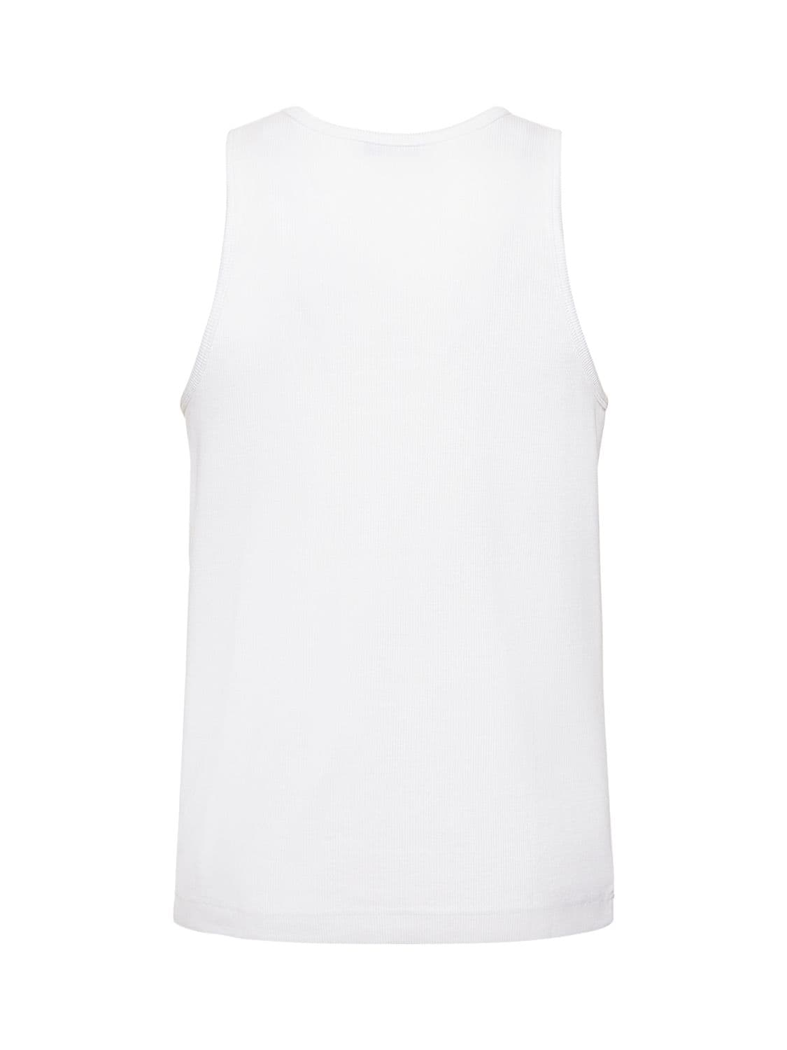 Shop Cdlp Ribbed Lyocell & Cotton Tank Top In White