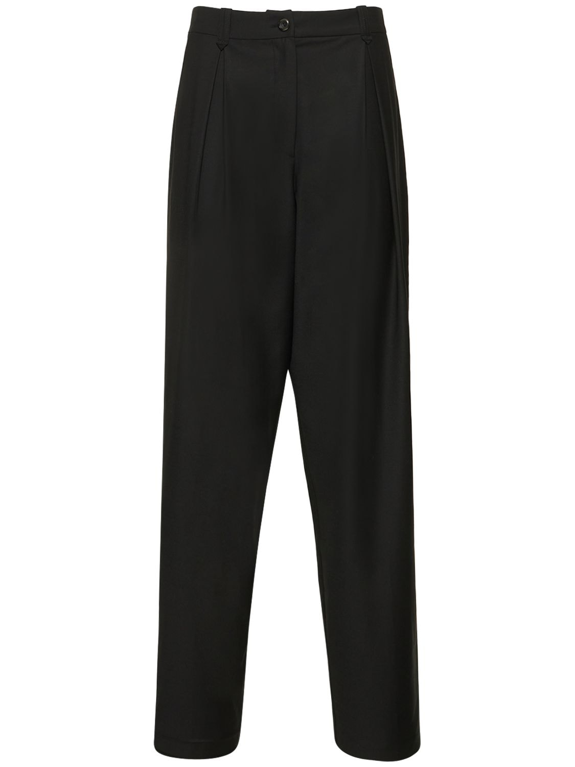 Frankremme Greta Stretch Wool Pleated Pants In Black