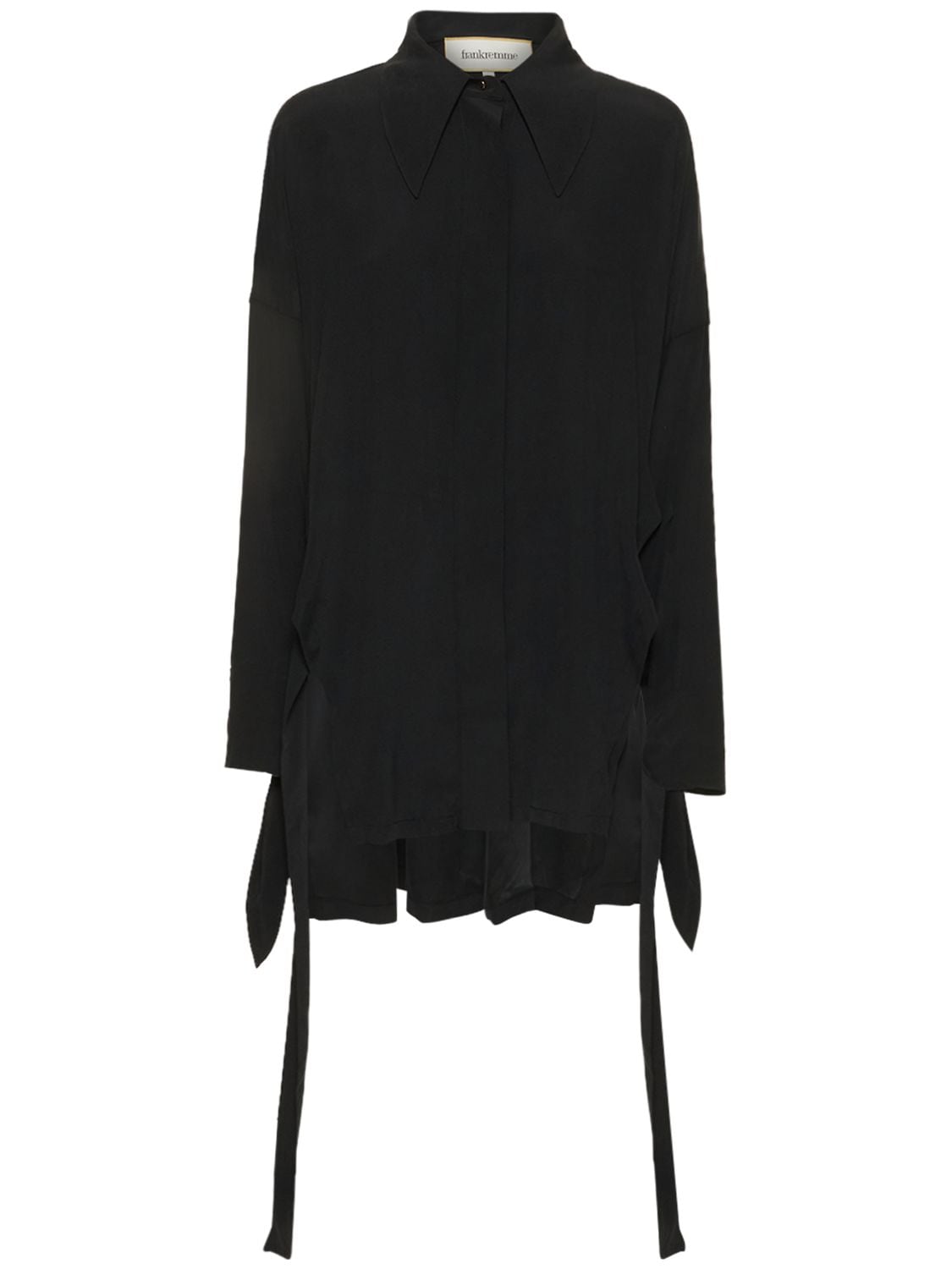 Frankremme Ansolet Oversized Crepe Silk Shirt In Black