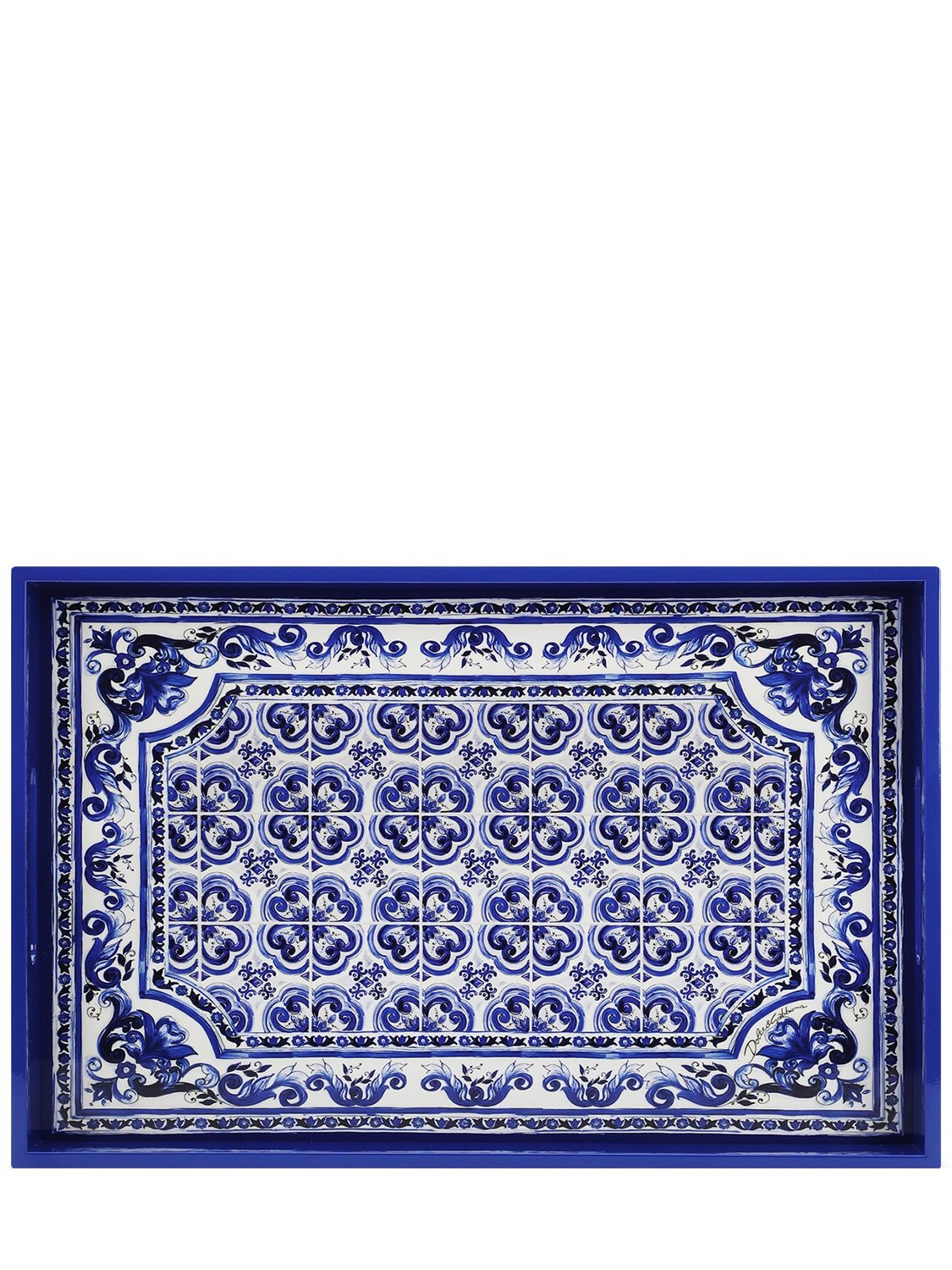 Shop Dolce & Gabbana Mediterranean Blue Rectangular Tray