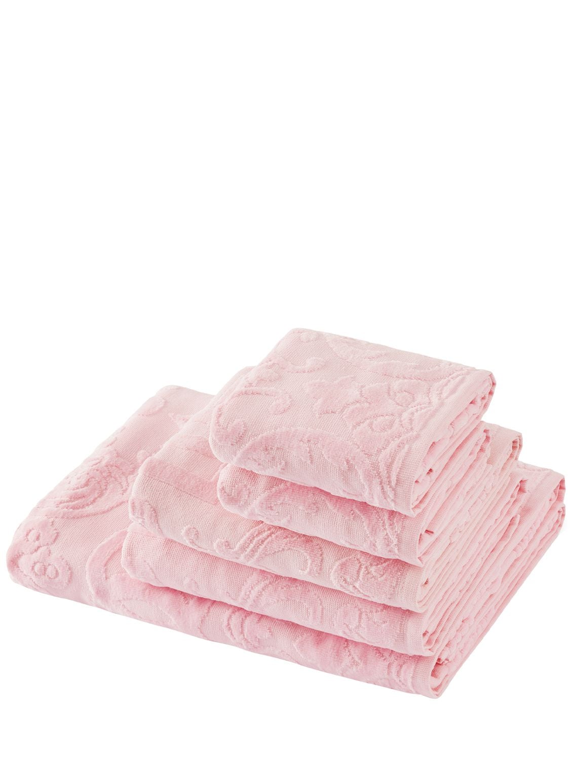 Dolce & Gabbana Set Of 5 Cotton Jacquard Towels In Pink