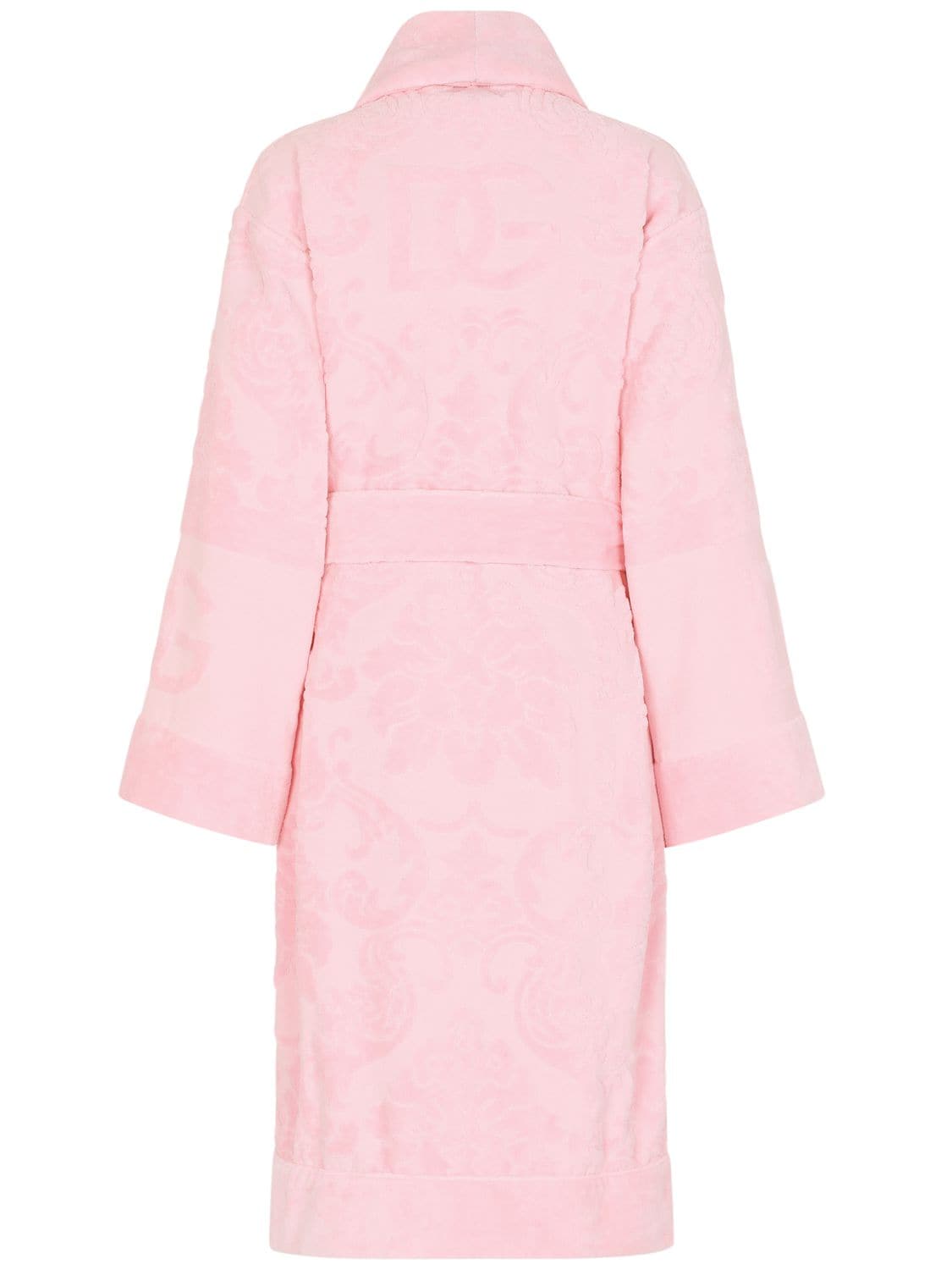 Shop Dolce & Gabbana Cotton Jacquard Bathrobe In Pink