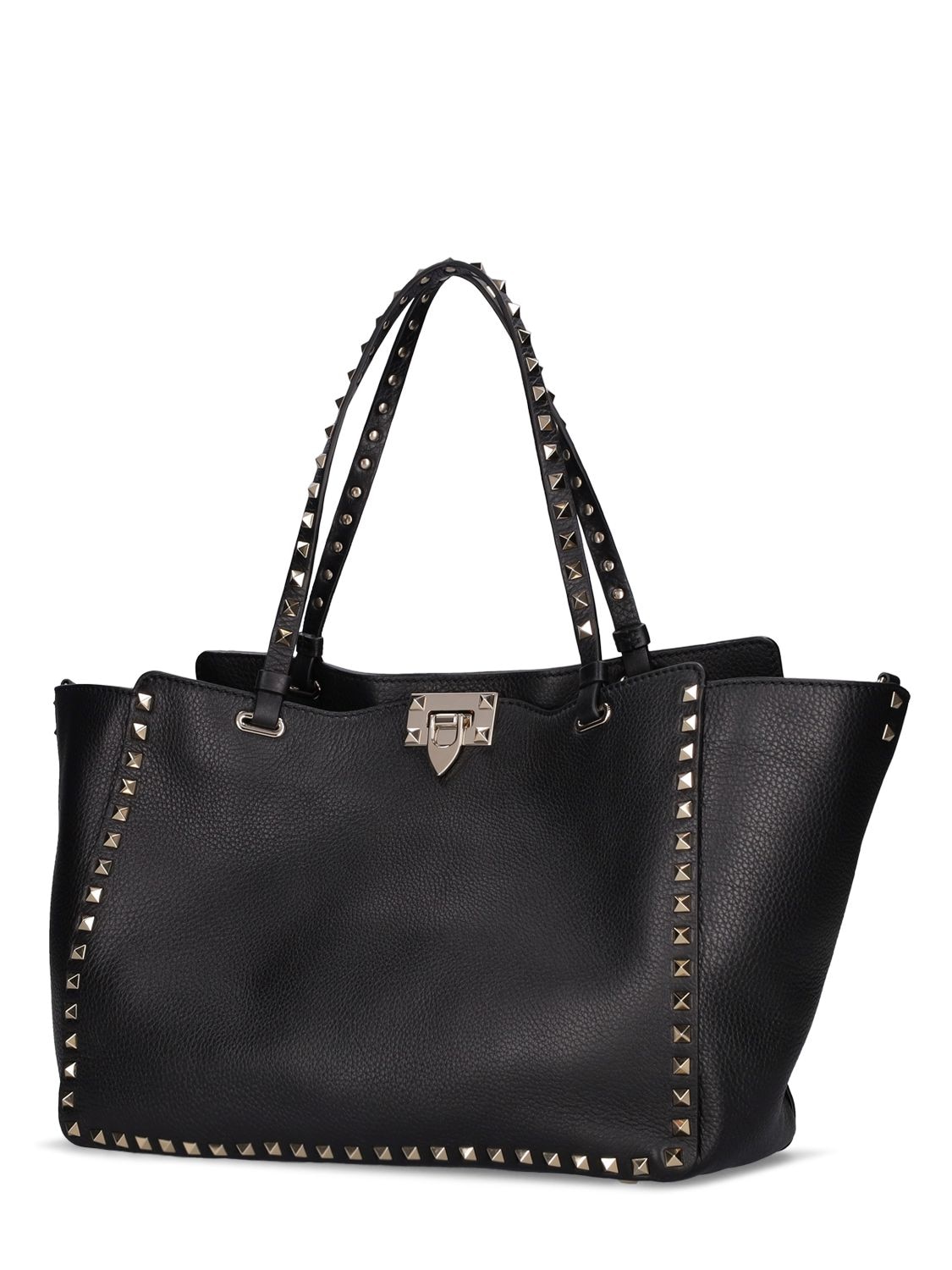 Shop Valentino Rockstud Medium Leather Tote Bag In Black