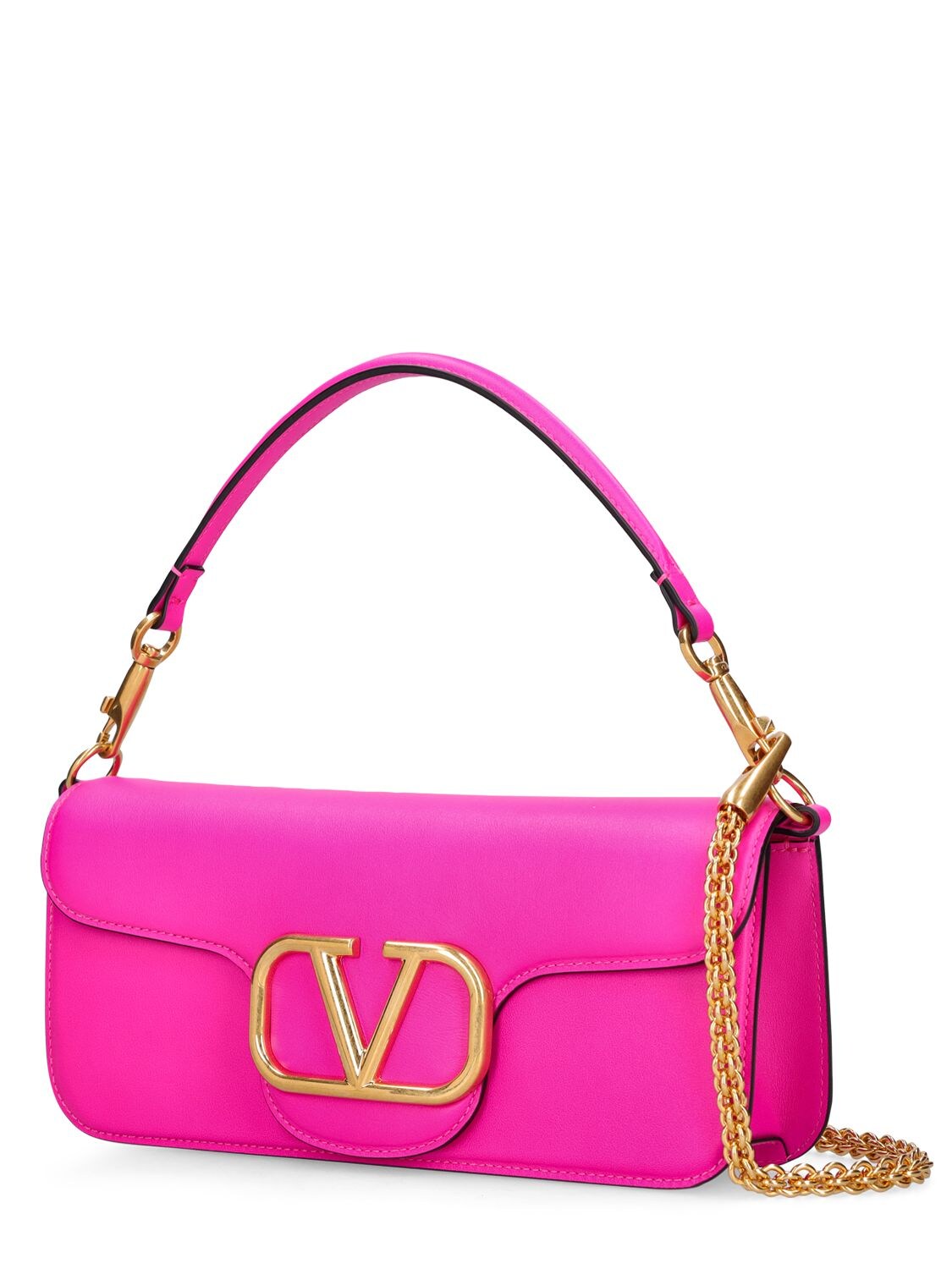 VALENTINO GARAVANI Calfskin Vlogo Loco Shoulder Bag Pink PP 1203763