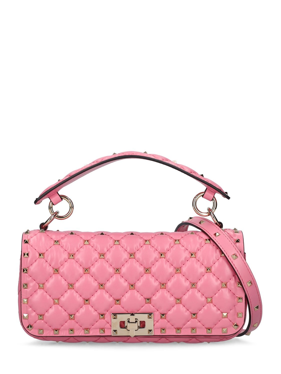 Shop Valentino Rockstud Spike Small Shoulder Bag In Pink