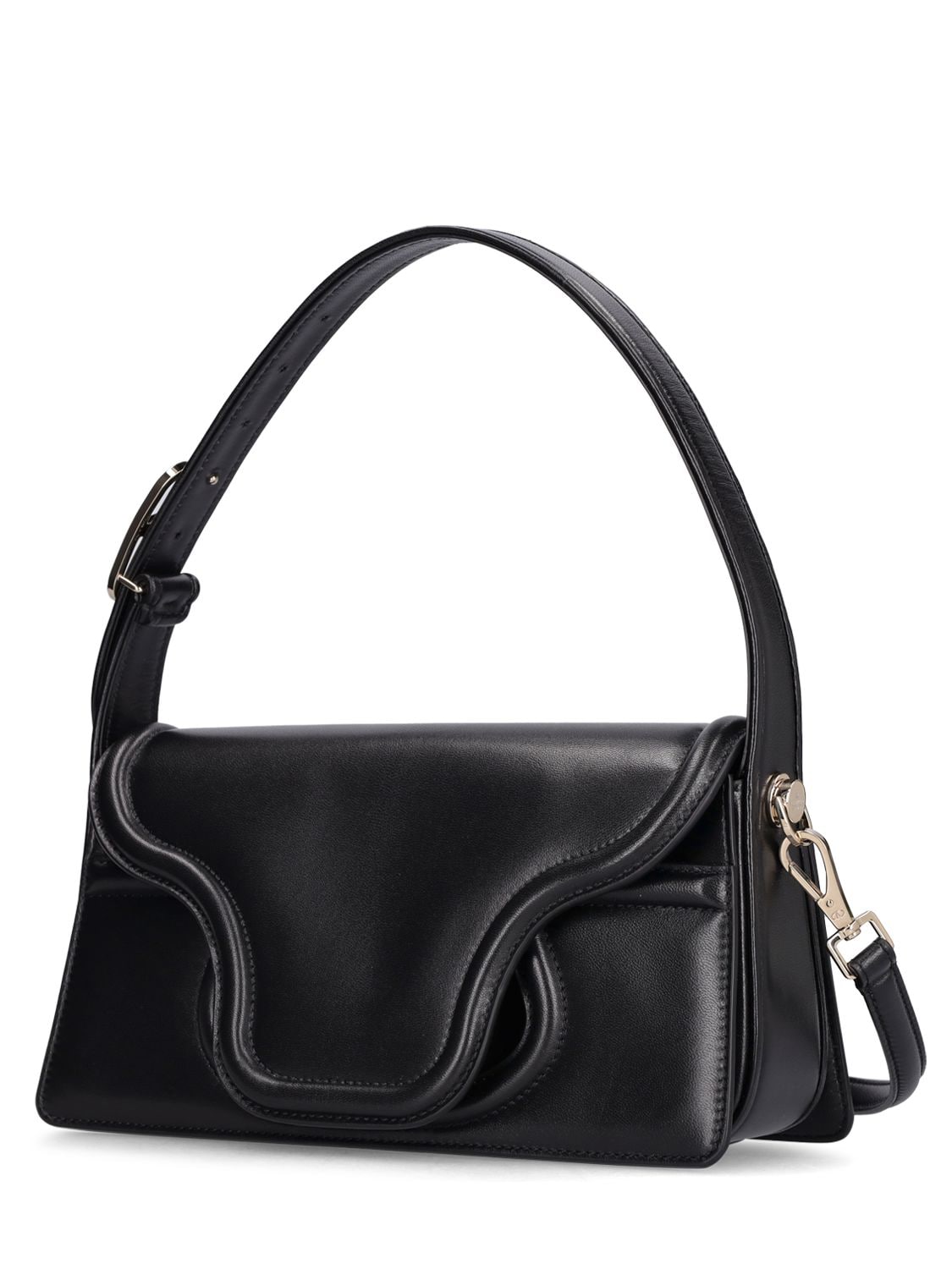 Shop Valentino Sculpture Leather Shoulder Bag In Black