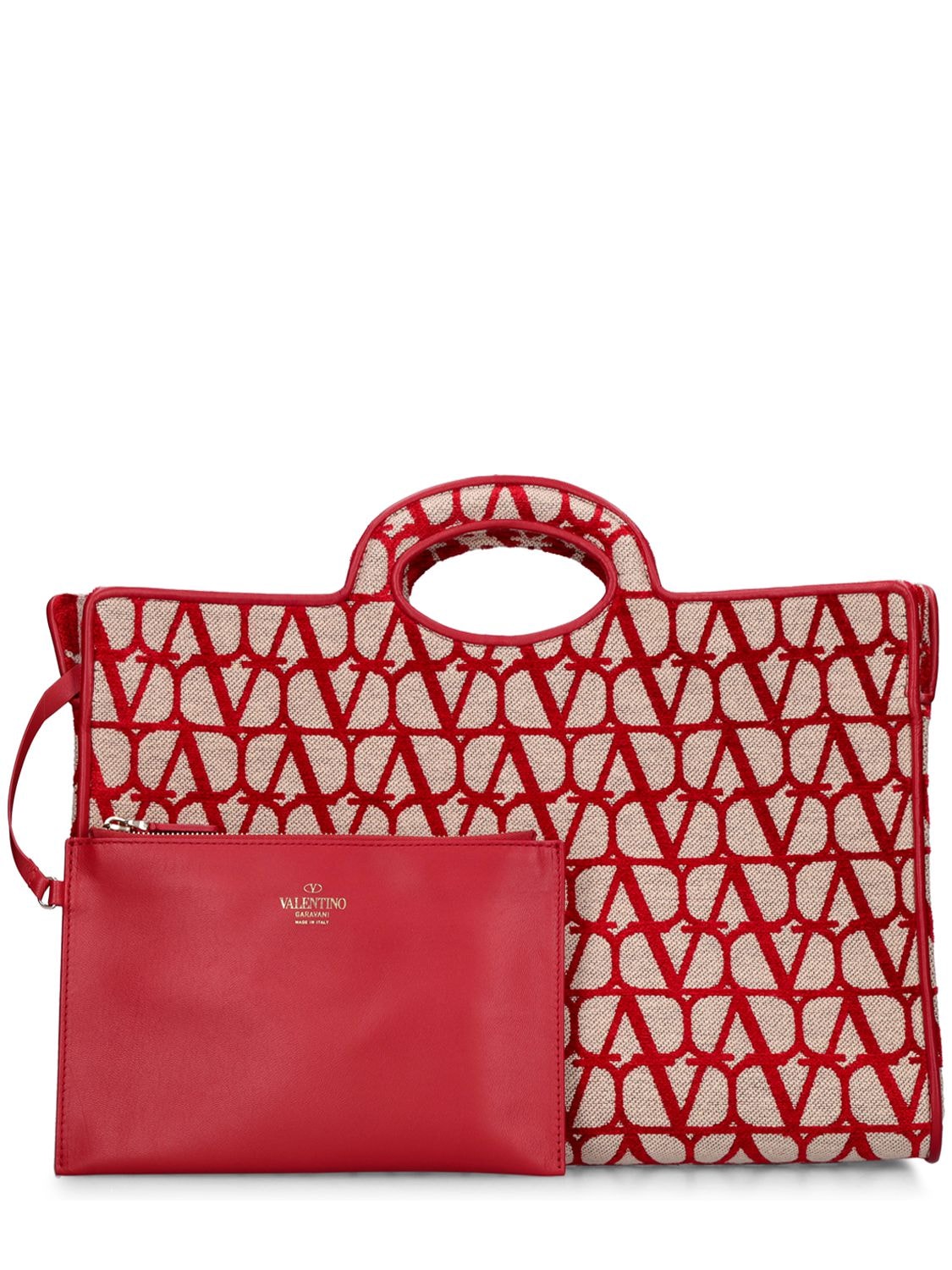 Shop Valentino Sculpture Tote Bag In Beige,rosso