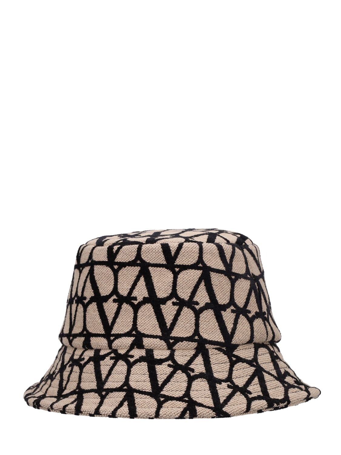 Shop Valentino Vlogo Monogram Bucket Hat In Beige,black