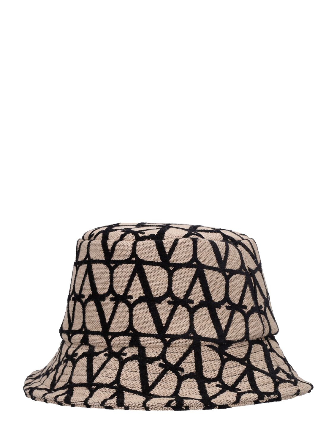 Shop Valentino Vlogo Monogram Bucket Hat In Beige,black