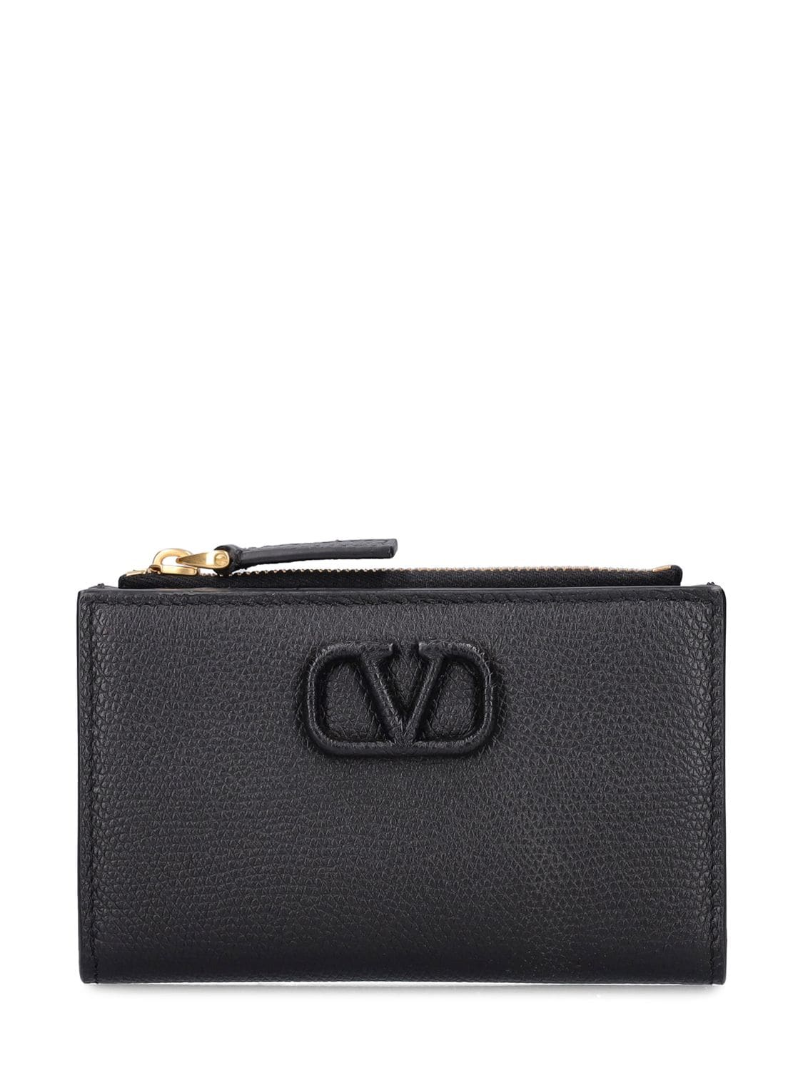 Valentino Garavani Vlogo Leather Wallet In Black