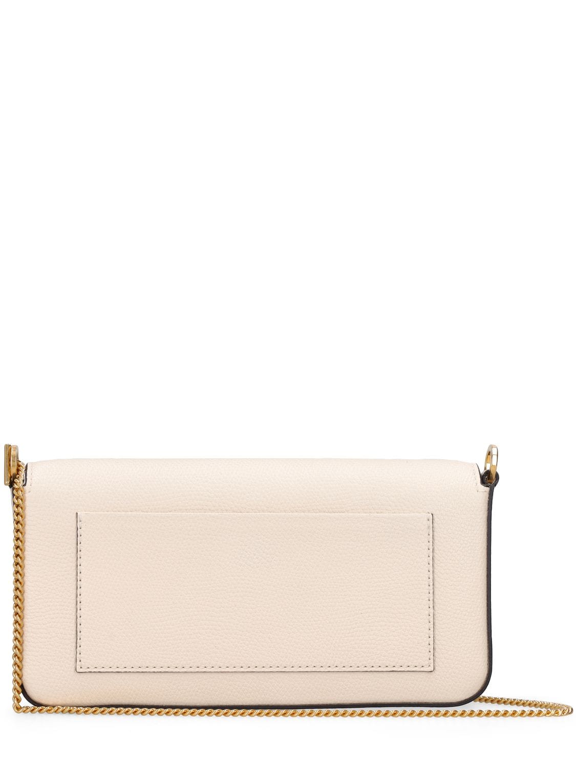 Shop Valentino Vlogo Signature Leather Pouch In Light Ivory