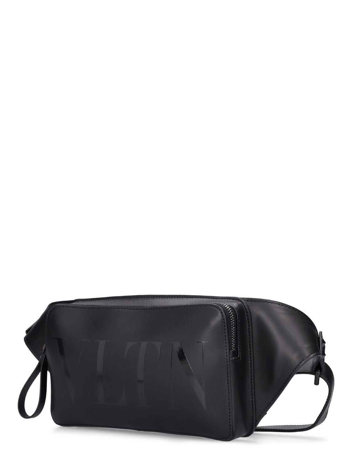 Shop Valentino Vltn Leather Belt Bag In Black