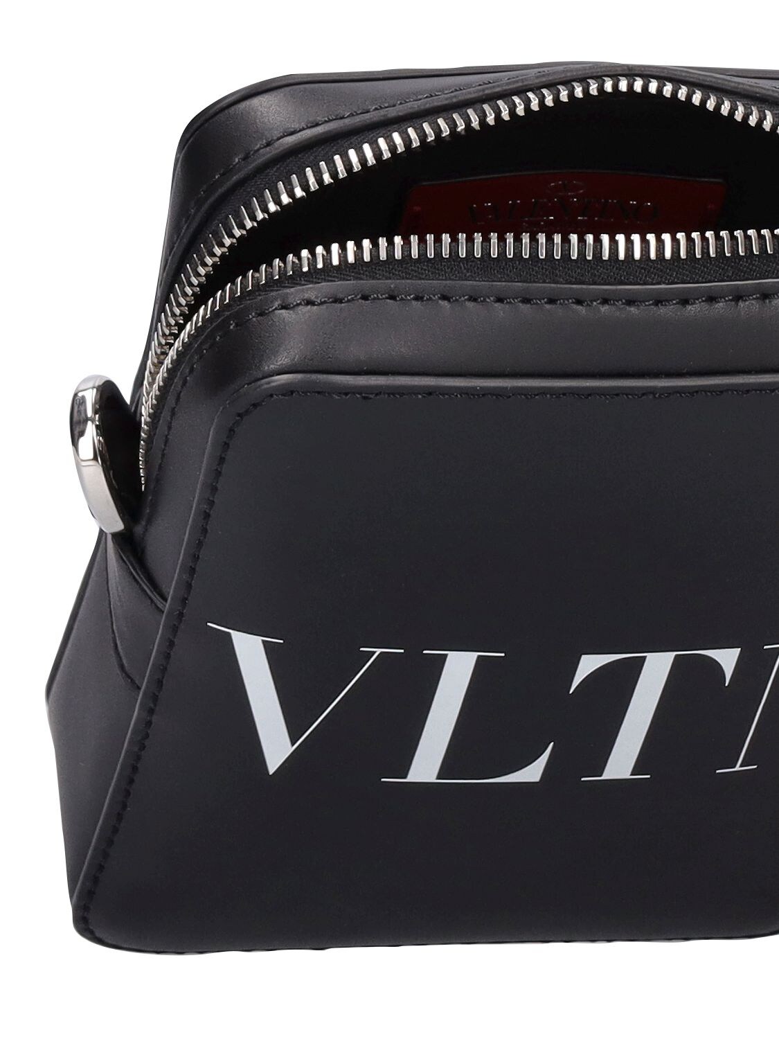 Shop Valentino Vltn Small Leather Crossbody Bag In Black,white