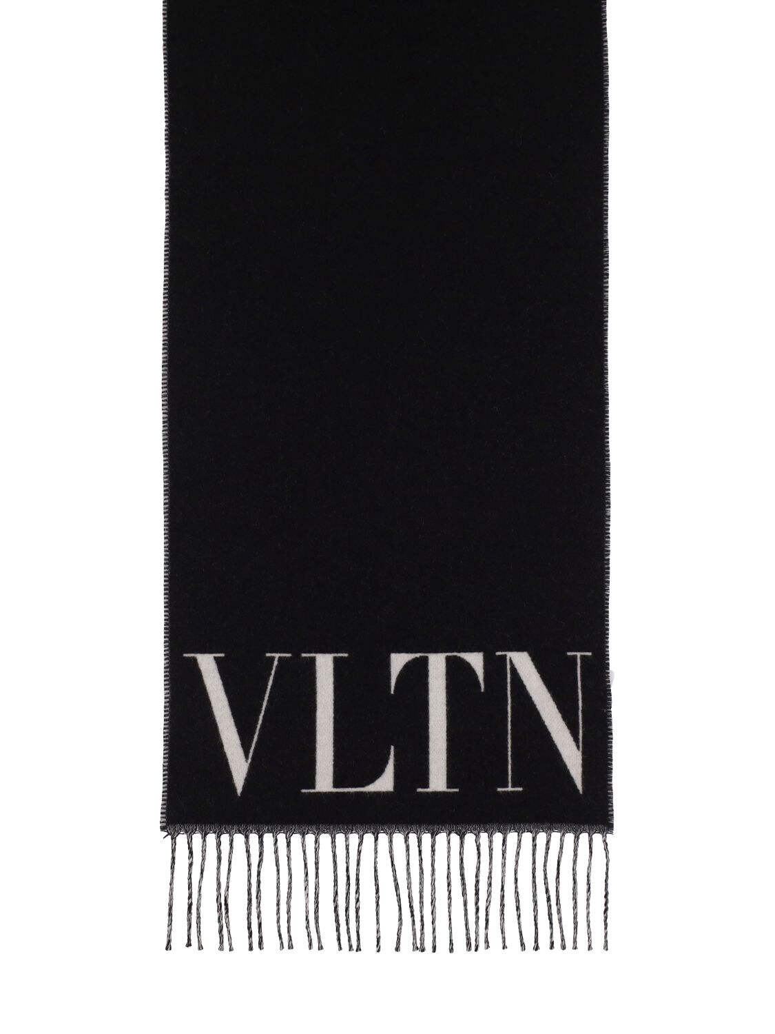 Shop Valentino Vltn Cashmere & Wool Scarf In Black,white