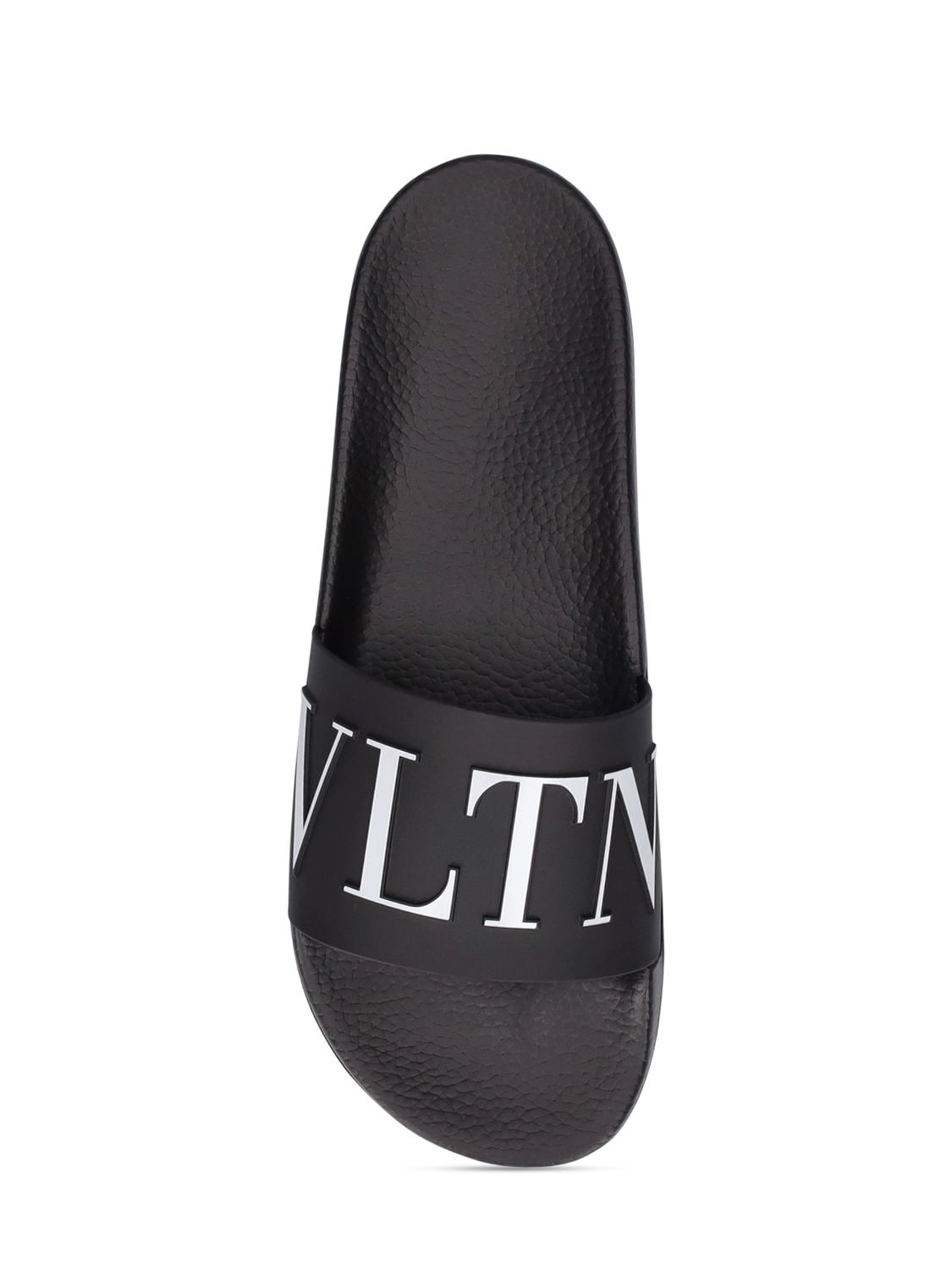 Shop Valentino Vltn Logo Slide Sandals In Black,white