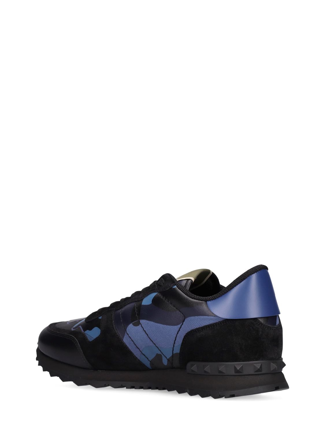 Shop Valentino Rock Runner Leather Sneakers In Blue,black