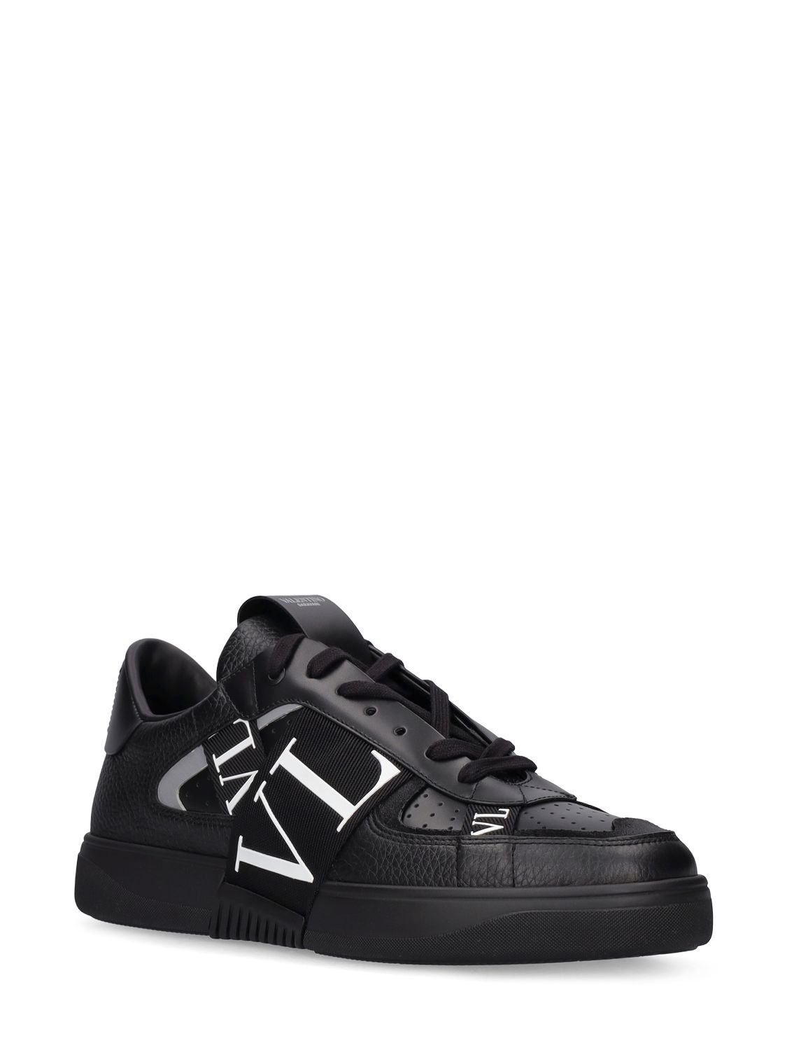 Shop Valentino Vl7n Leather Sneakers In Black