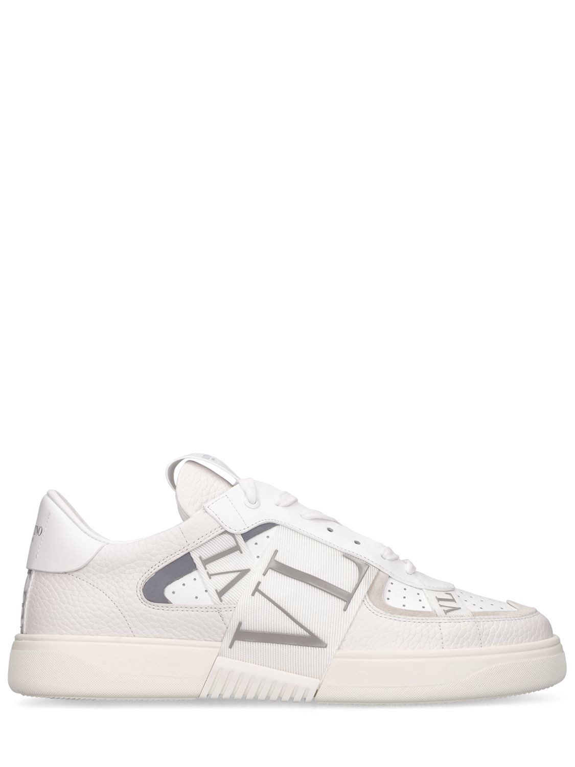 Shop Valentino Vl7n Leather Sneakers In White