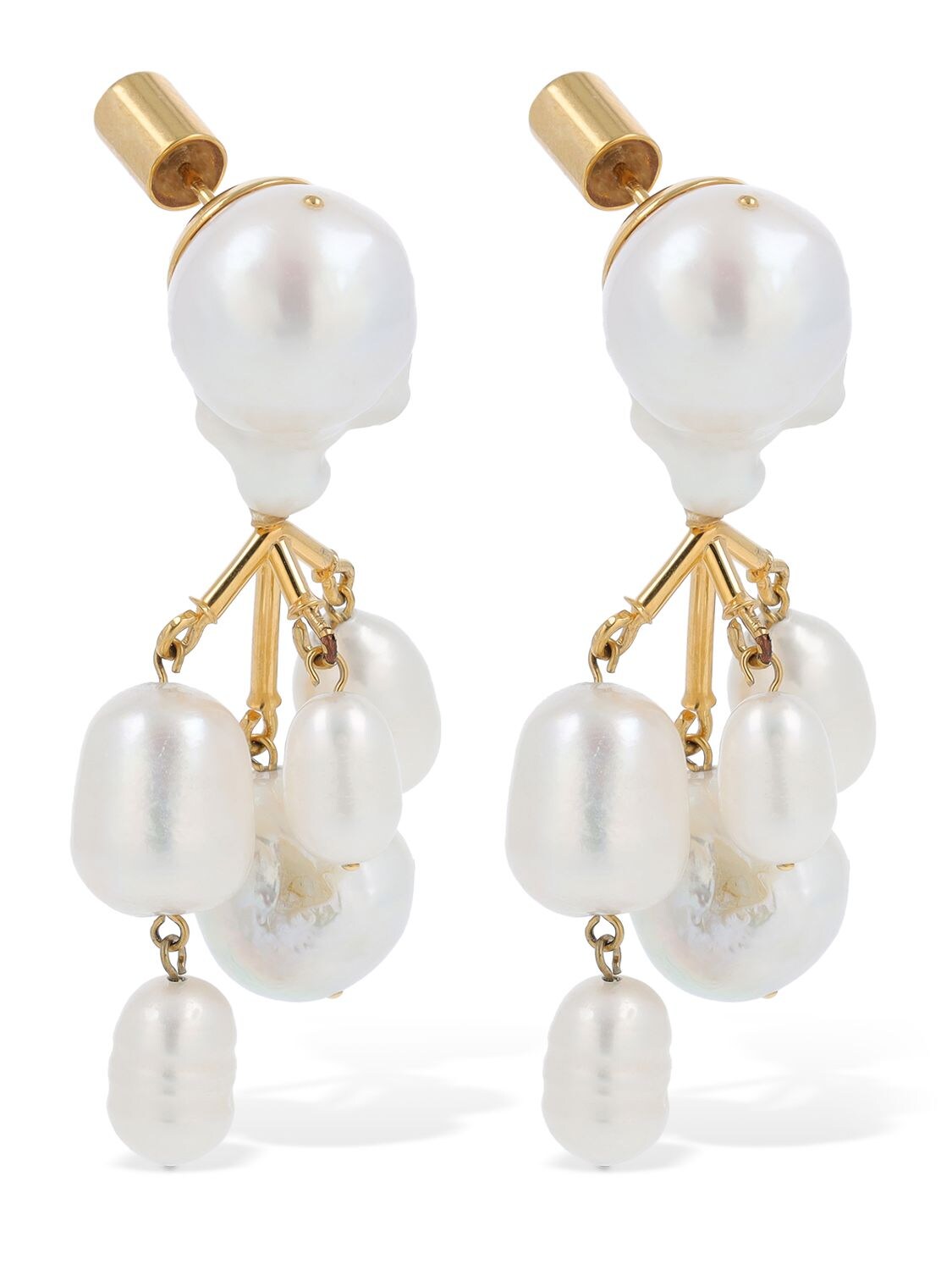 Shop Jil Sander Orchid 1 Pearl Pendant Earrings In Gold,pearl