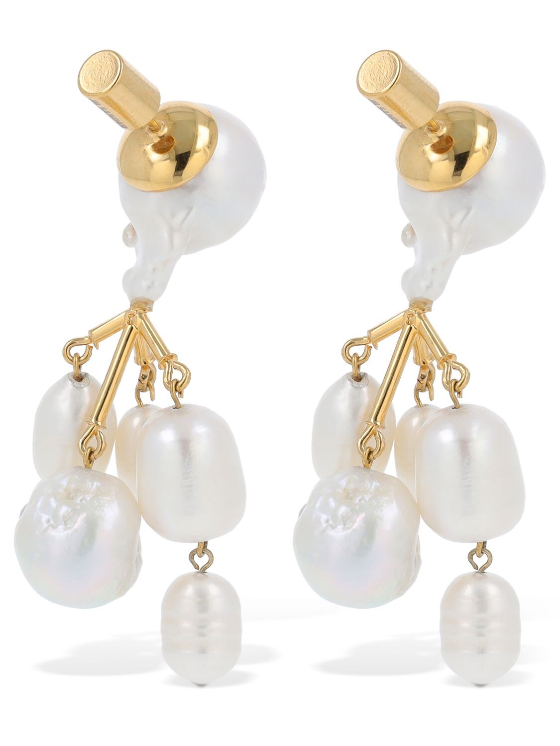 Shop Jil Sander Orchid 1 Pearl Pendant Earrings In Gold,pearl