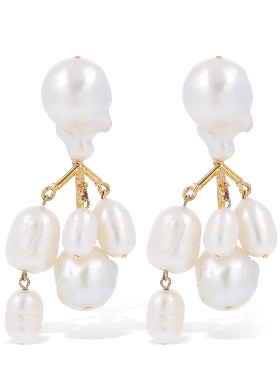 Jil Sander Orchid 1 Pearl Pendant Earrings In Gold,pearl
