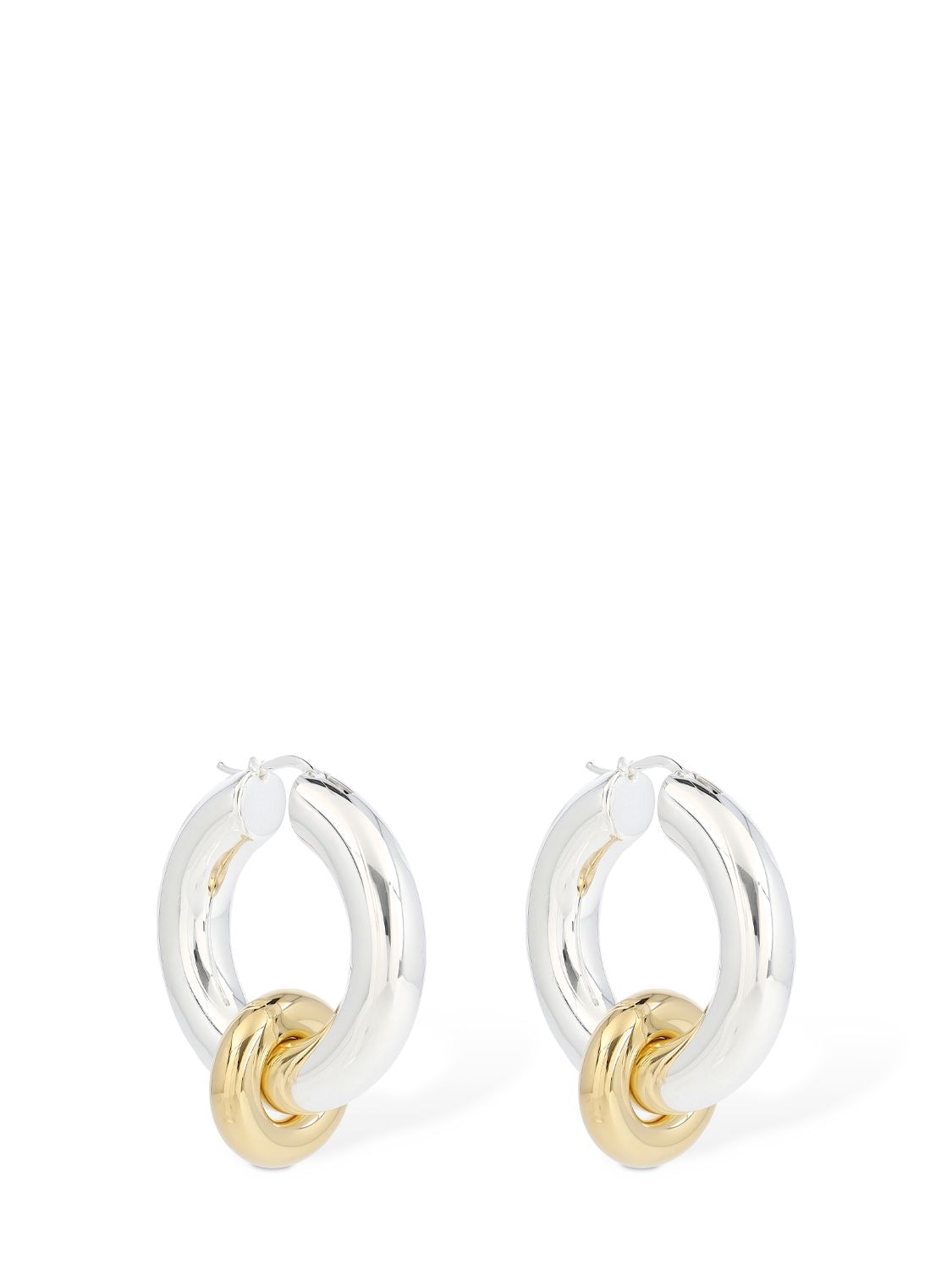 Jil Sander Embrace 1 Bicolor Hoop Earrings In Silver,gold