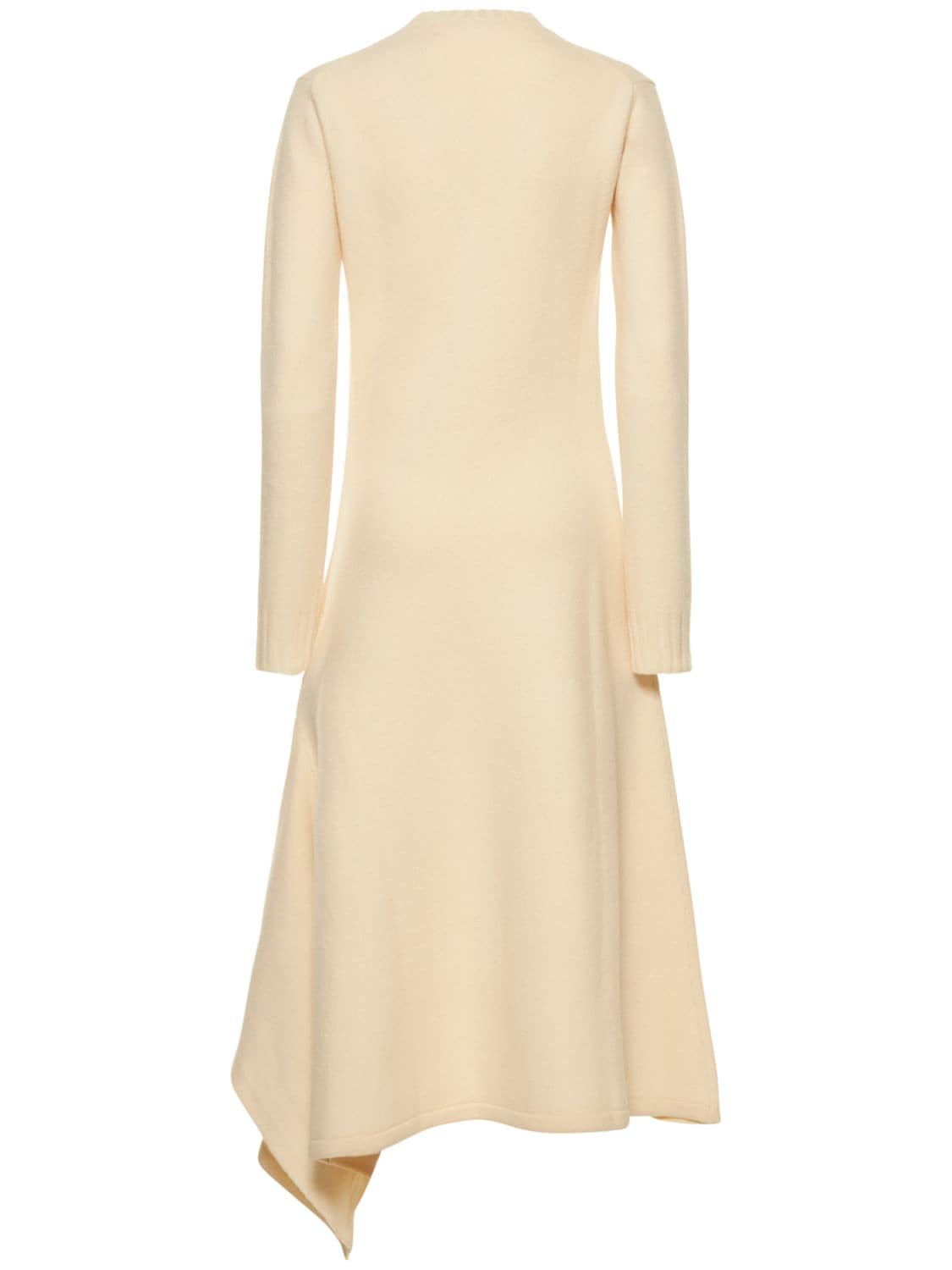 Shop Jil Sander Asymmetric Boiled Wool Long Dress In Ivory
