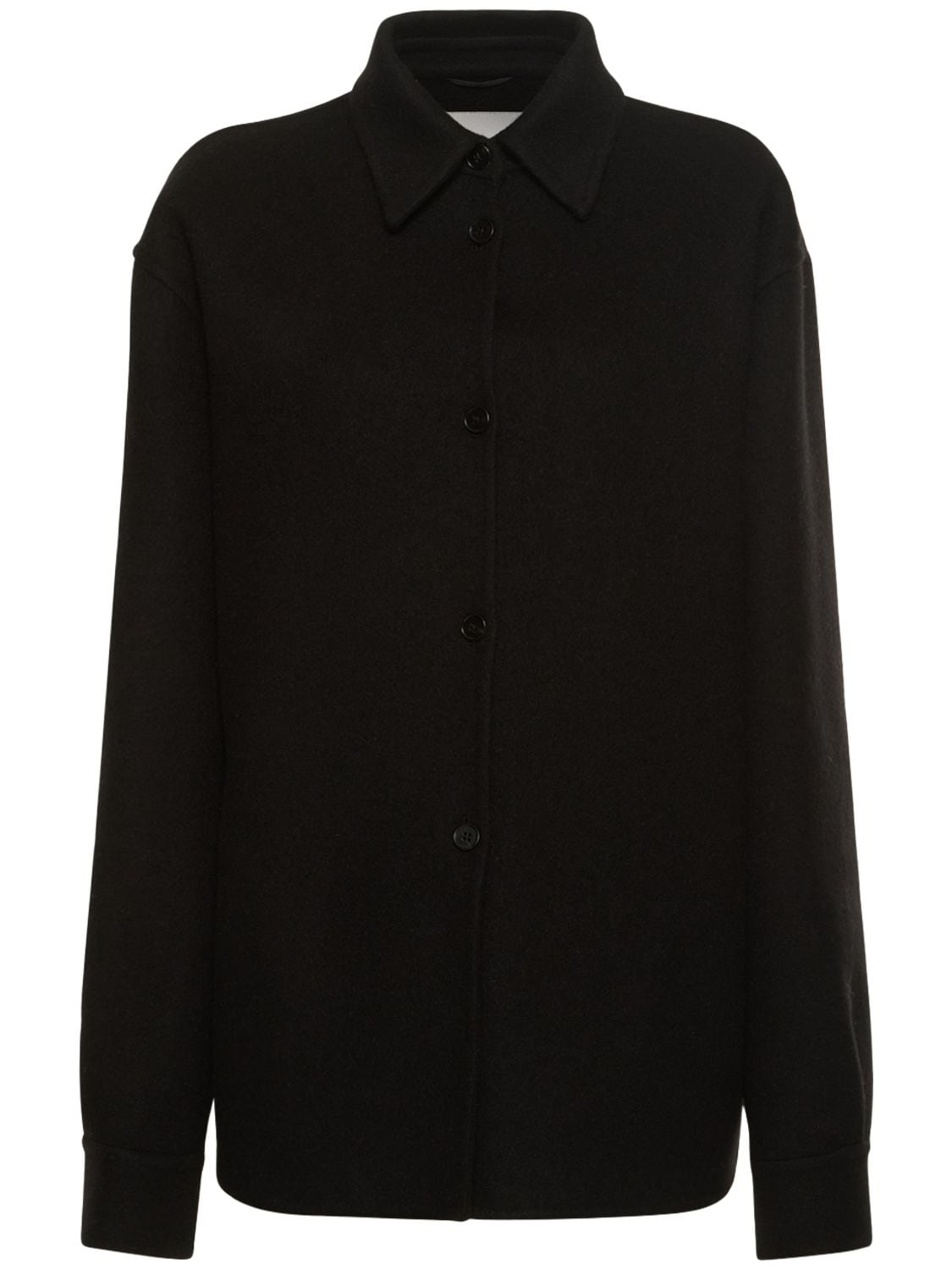 Jil Sander Double Felted Wool & Angora Shirt Jacket In Black