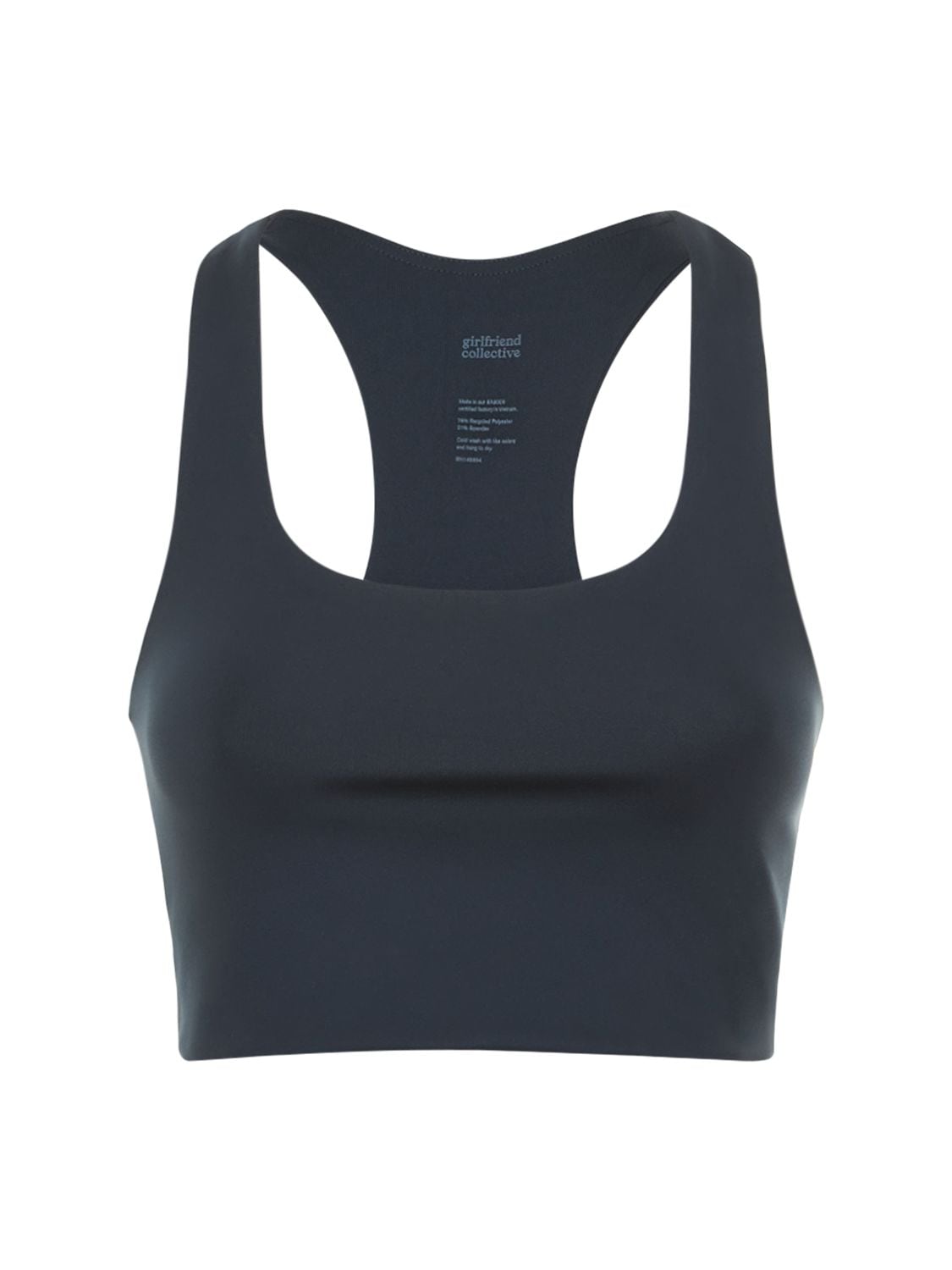 Girlfriend Collective Paloma Stretch Tech Bra Top In Navy