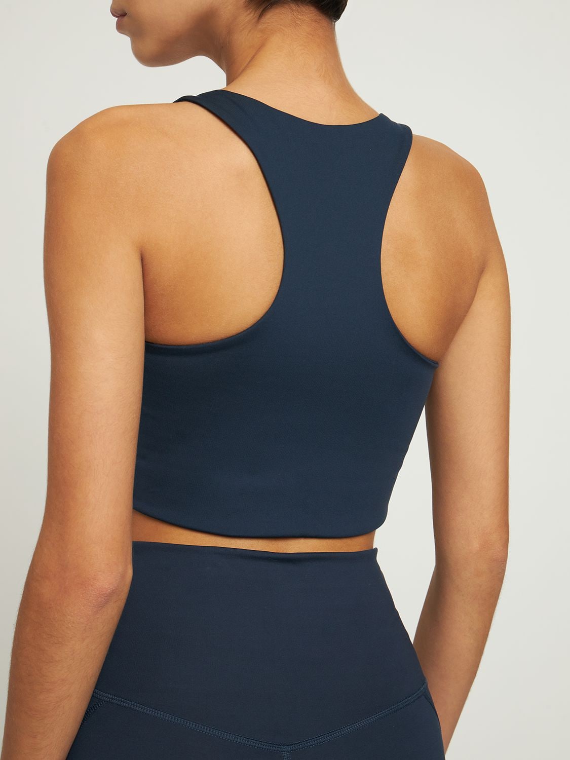 Shop Girlfriend Collective Paloma Stretch Tech Bra Top In Navy