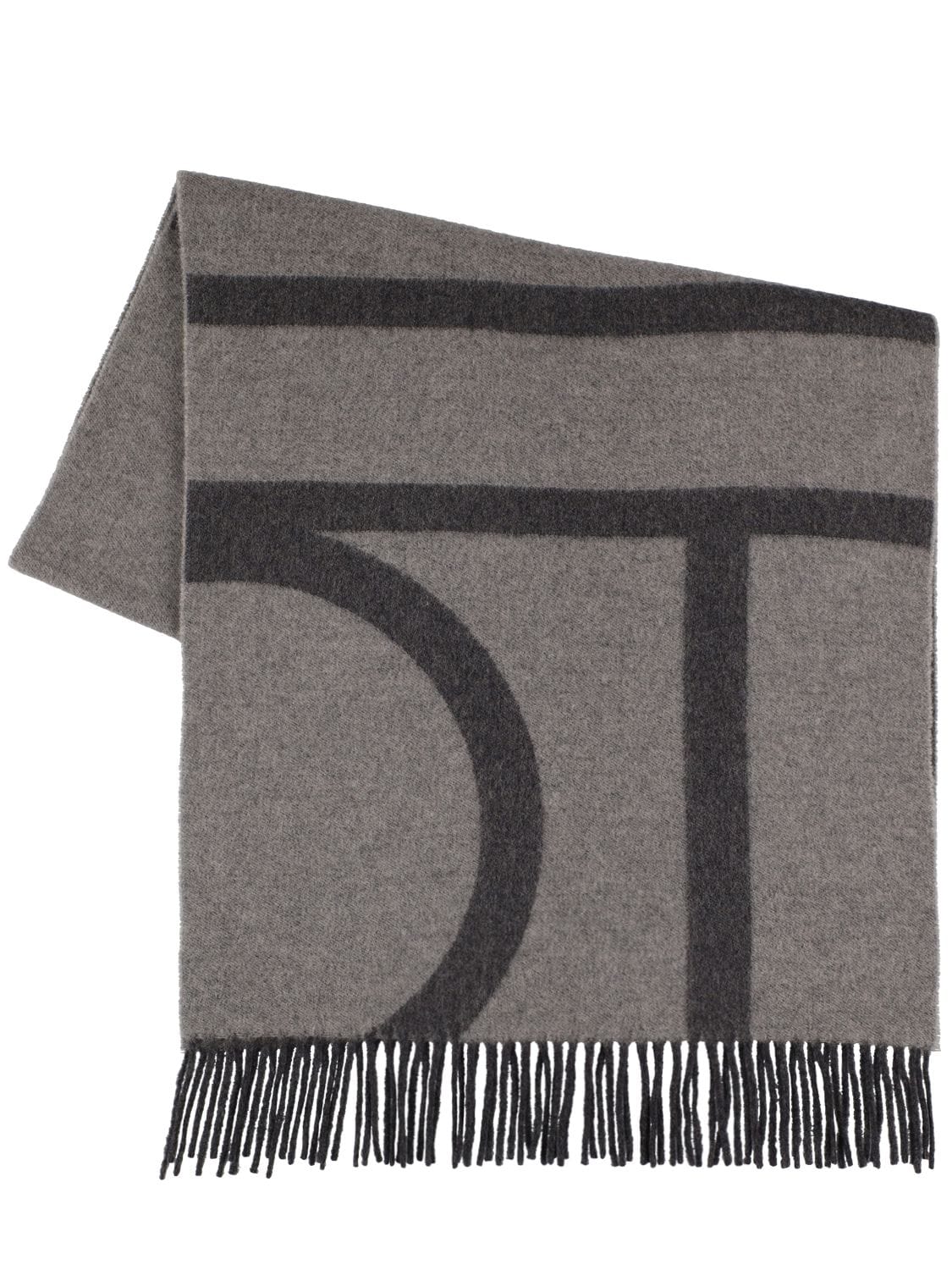 Totême Monogram Jacquard Wool Scarf In Grey Monogram