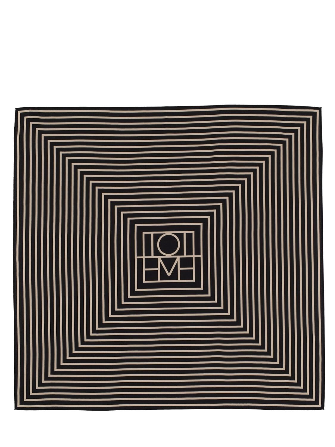 Shop Totême Signature Monogram Silk Scarf In Black