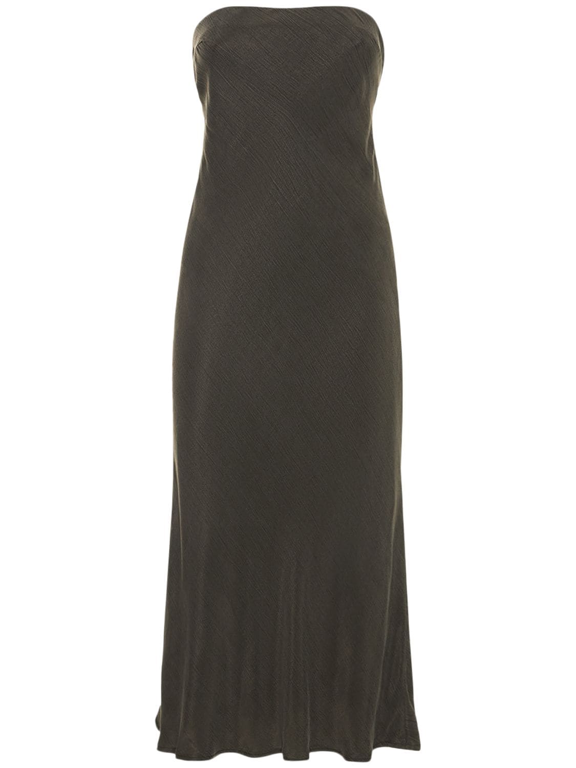 Strapless Viscose Blend Midi Dress – WOMEN > CLOTHING > DRESSES