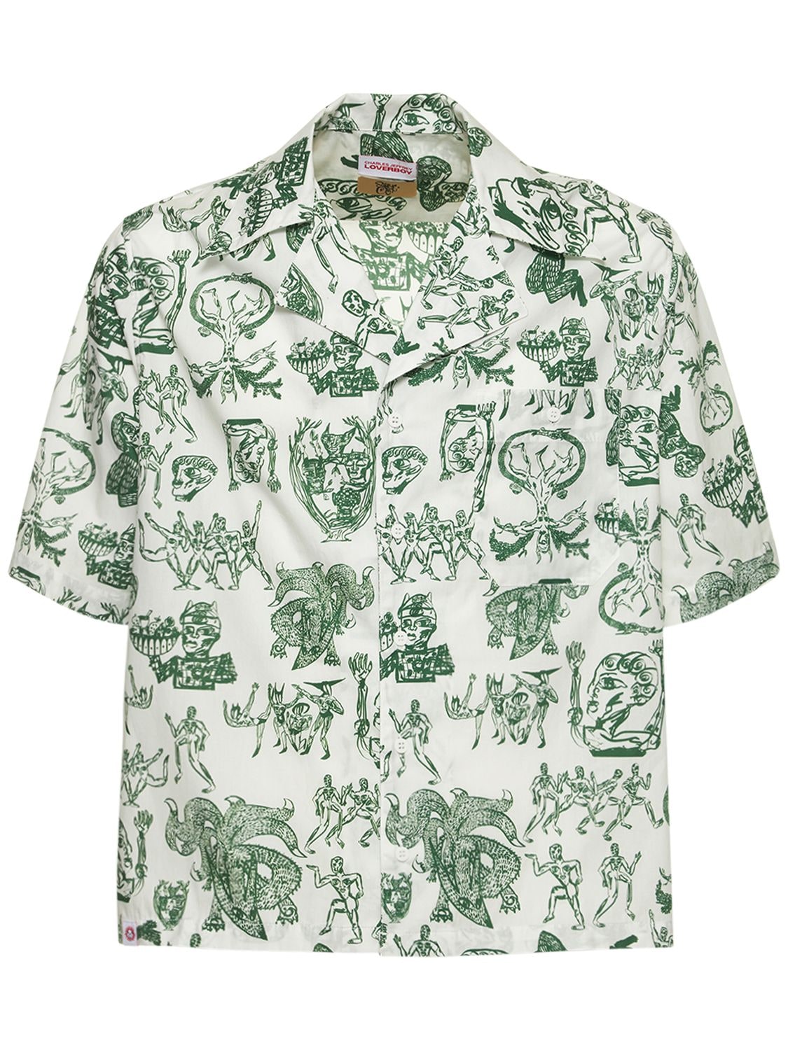 Printed Organic Cotton S/s Bowling Shirt – MEN > CLOTHING > SHIRTS