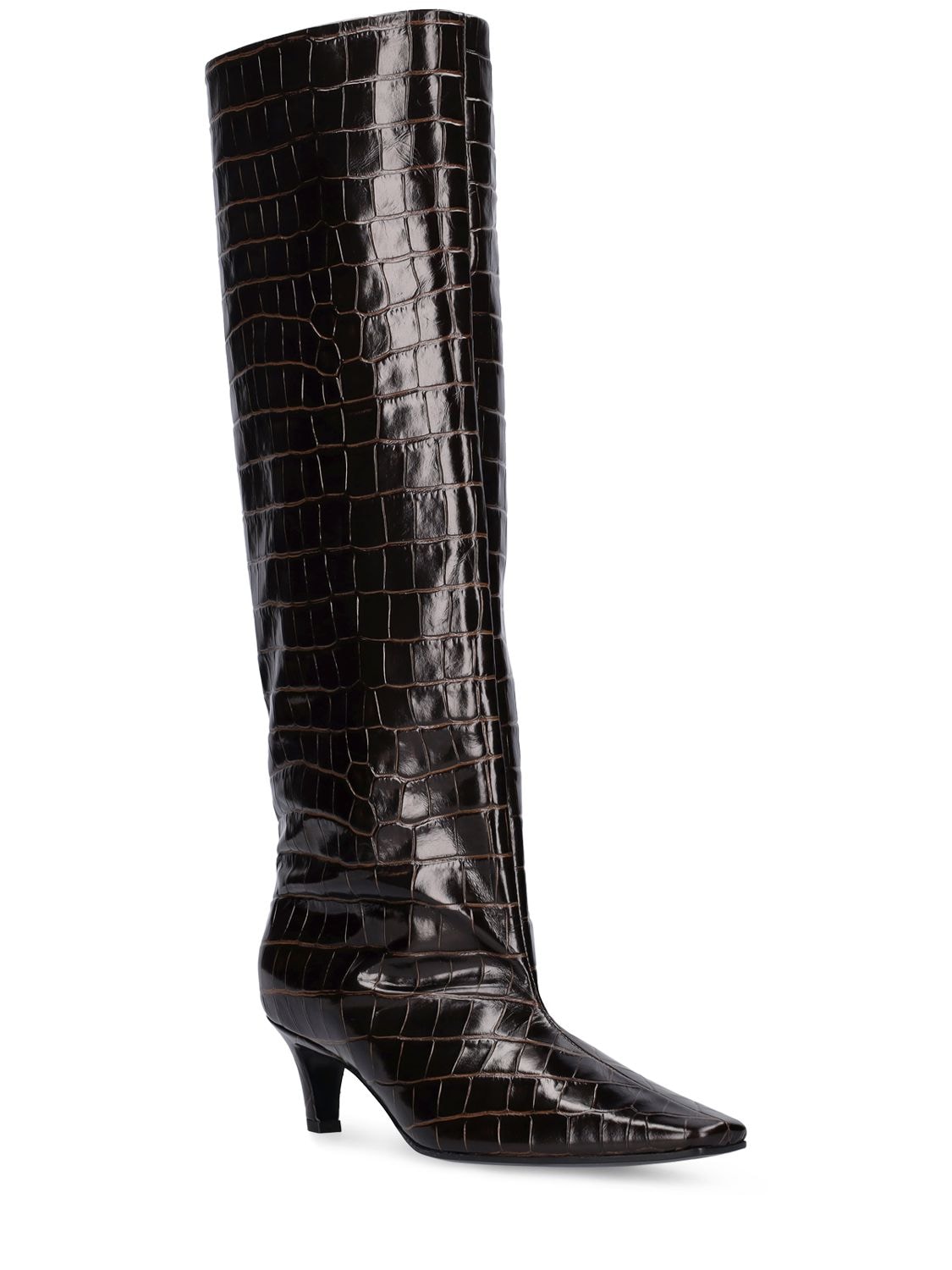Totême Women's The Wide Shaft Croc-embossed Leather Boots In Brown ...
