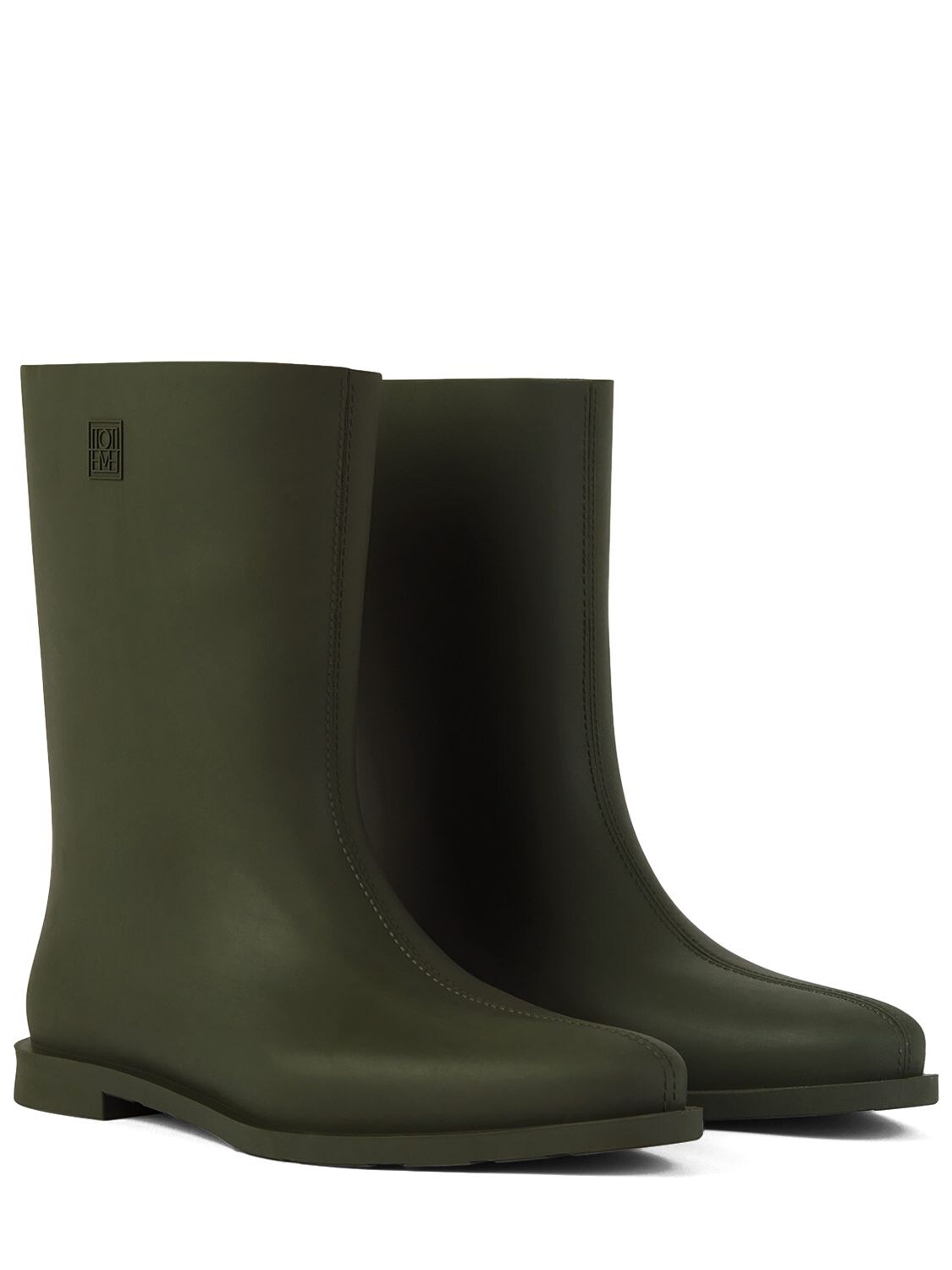 Shop Totême 10mm The Rain Rubber Boots In Khaki Green
