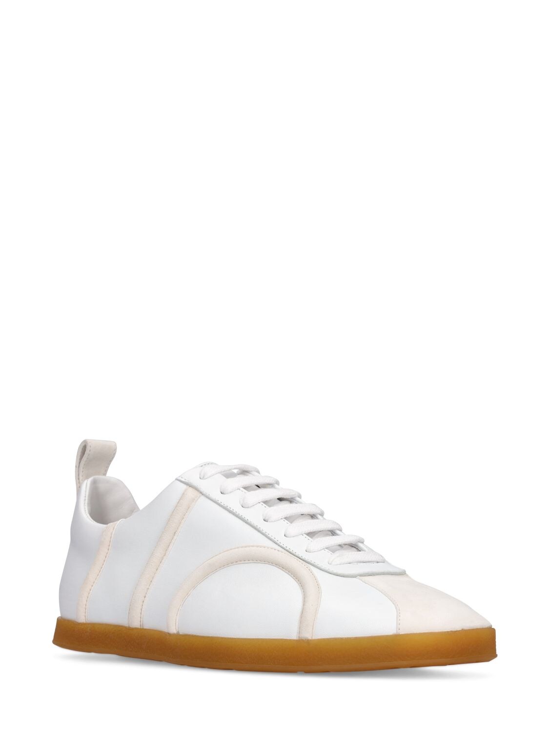 Shop Totême 10mm Leather Sneakers In Off White