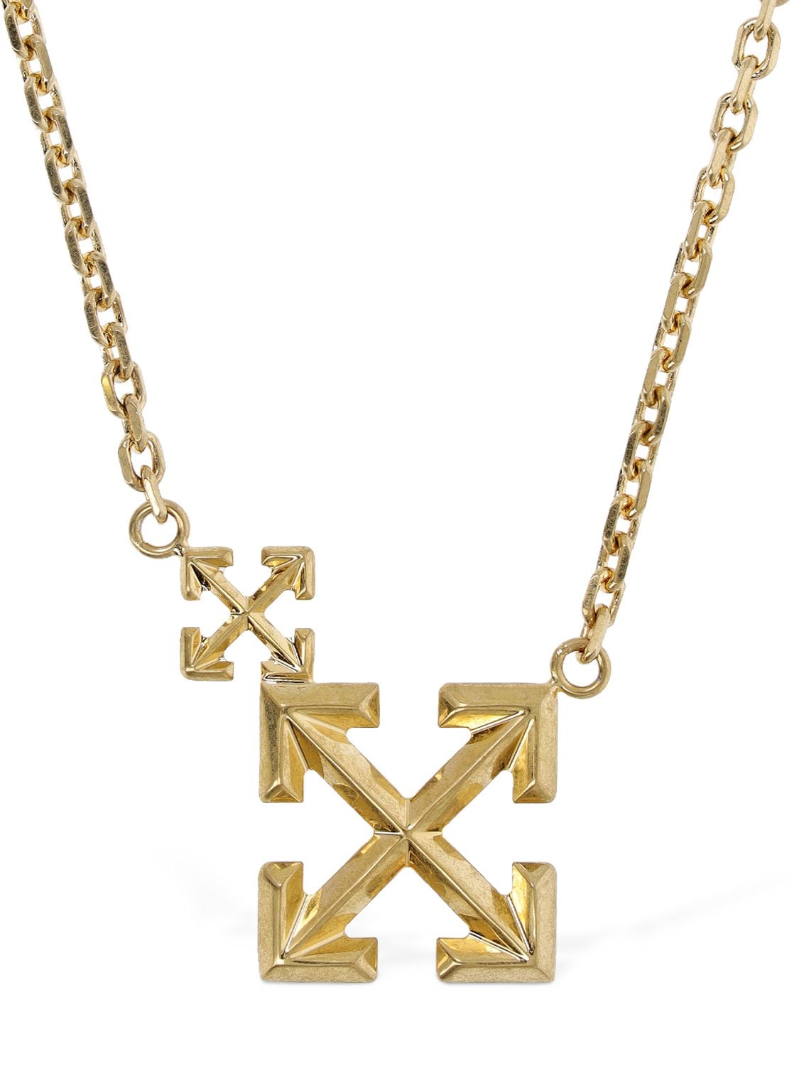 Off-white Double Arrow Charm Necklace In Gold