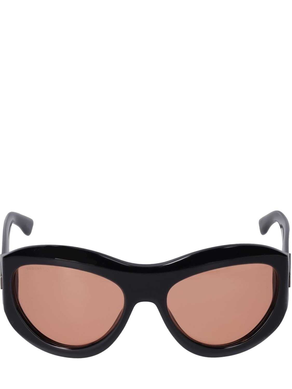 Shop Dsquared2 D2 Oval Acetate Sunglasses In Black,orange